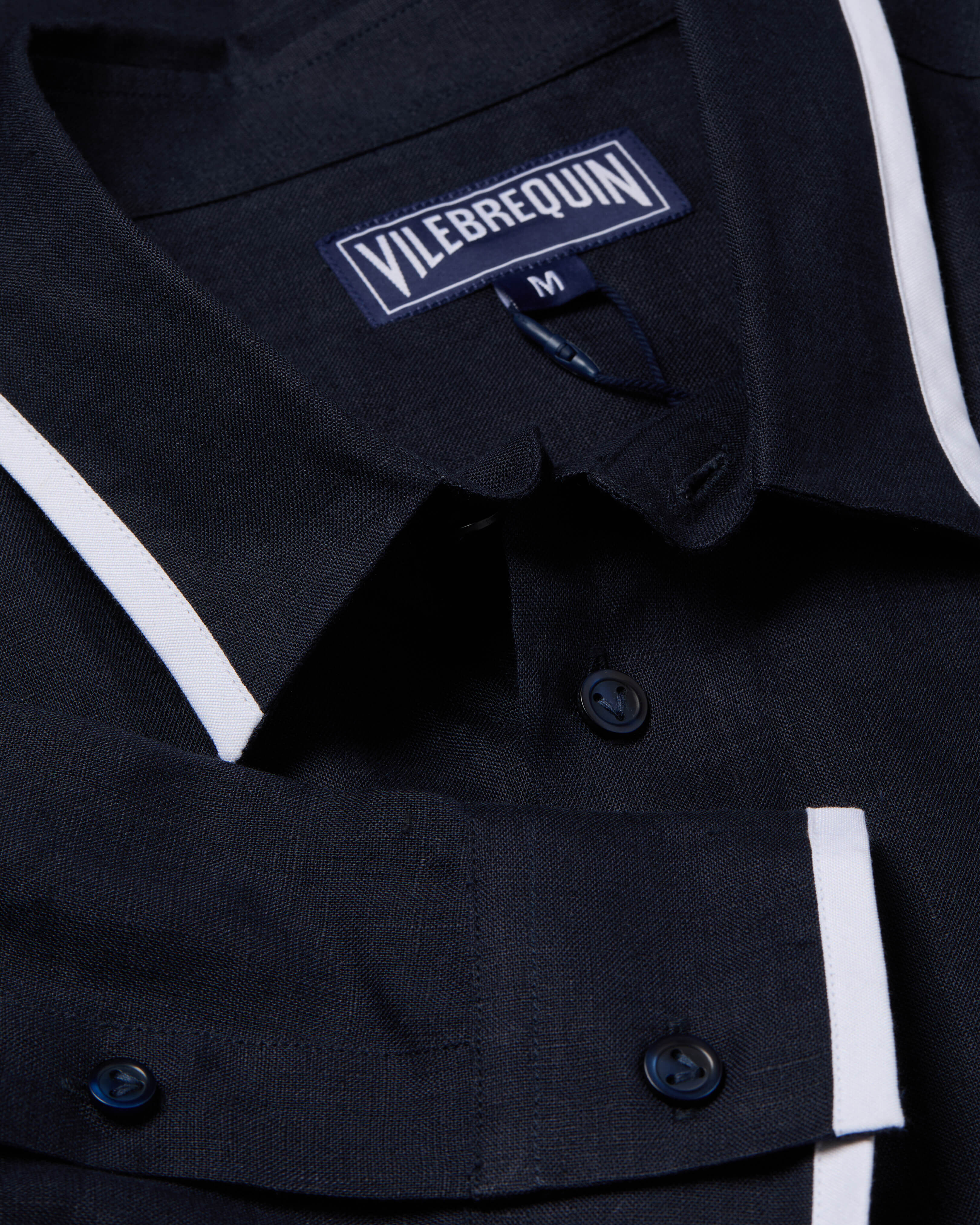 Men Linen Shirt Solid NAVY look1 view