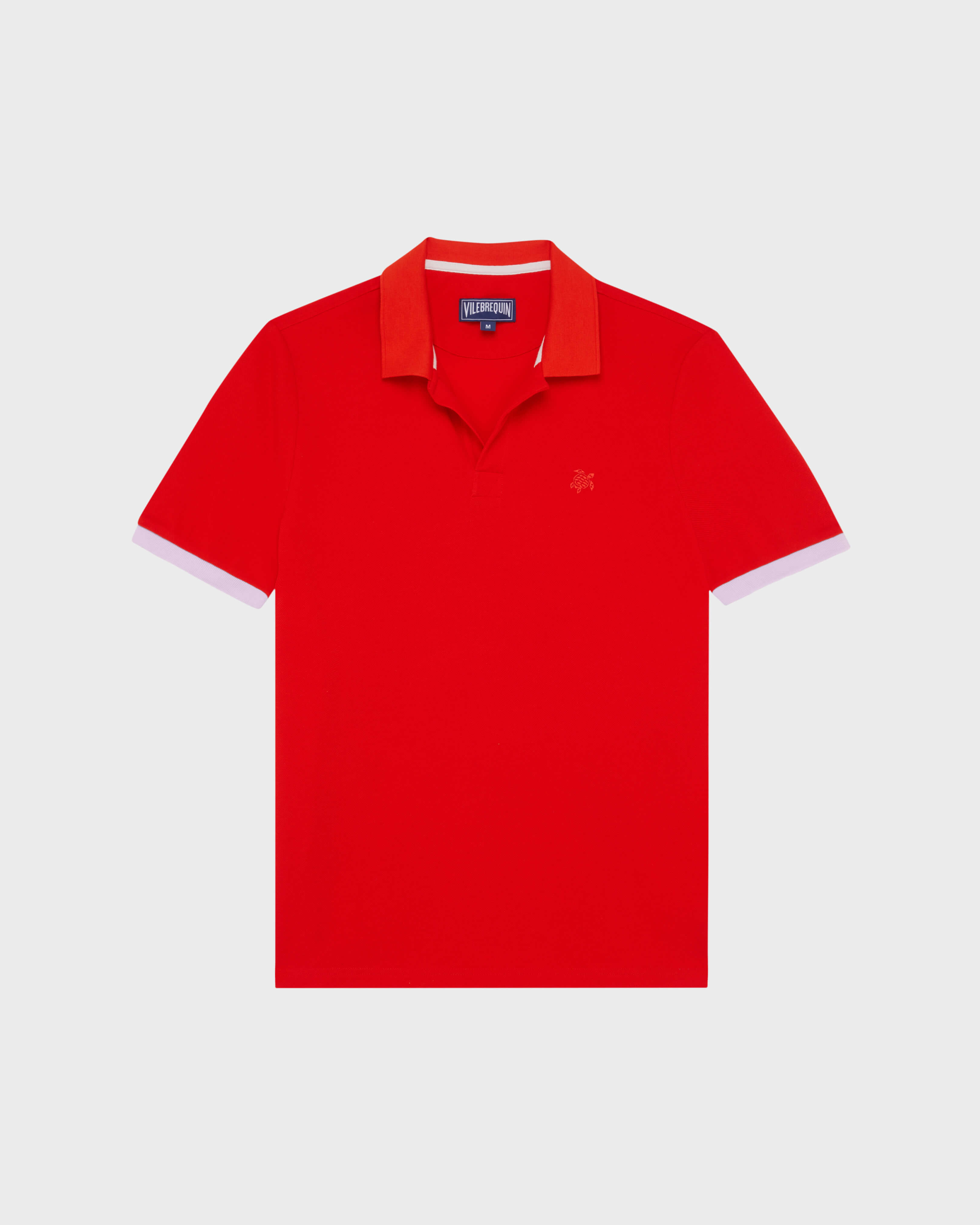 Men Cotton Pique Polo Shirt Solid PETALE / PINK front view