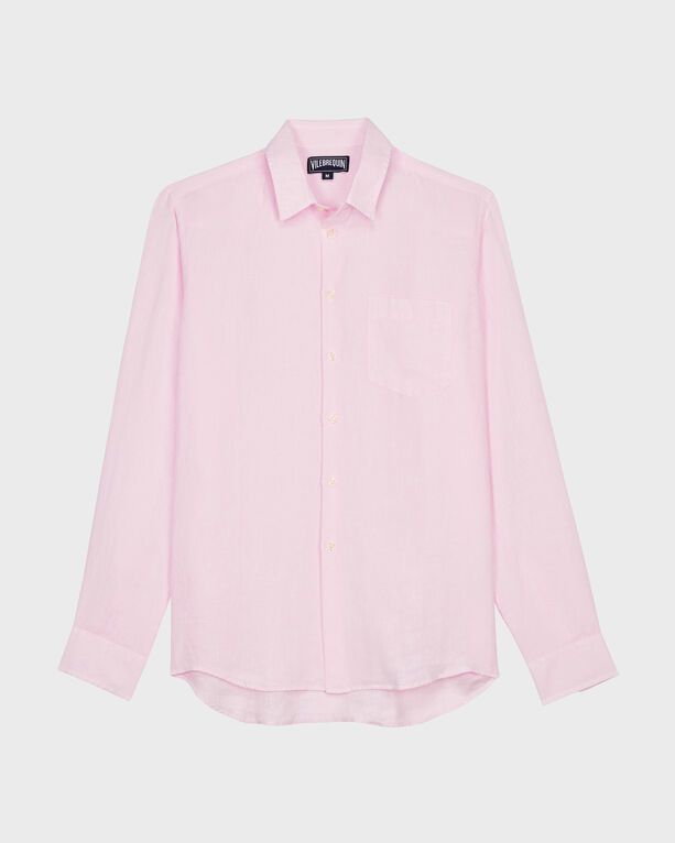 Vilebrequin - Men Linen Shirt Solid - Shirt - Caroubis - Pink - Size S