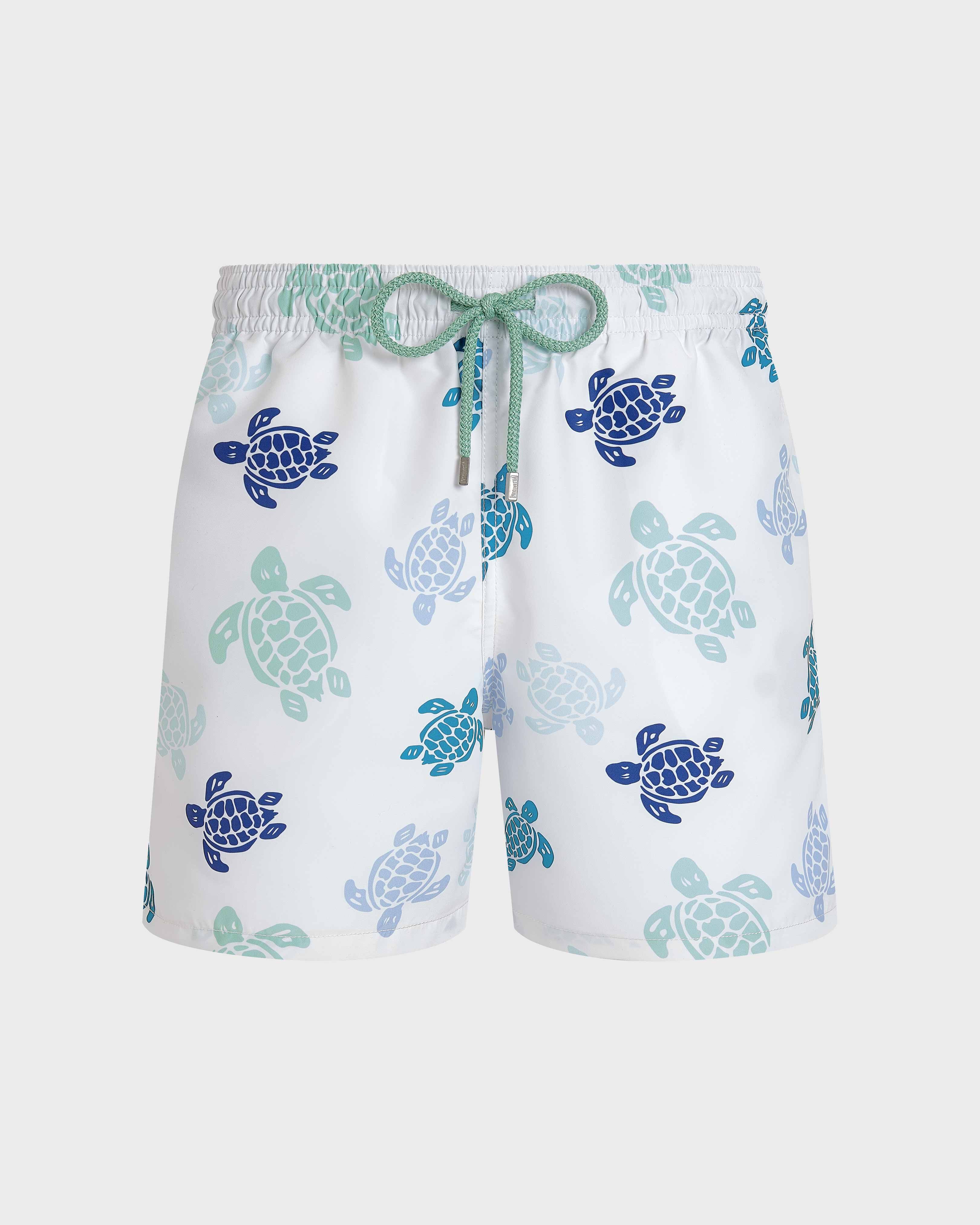 Men Swim Shorts Tortues Multicolores WHITE front view