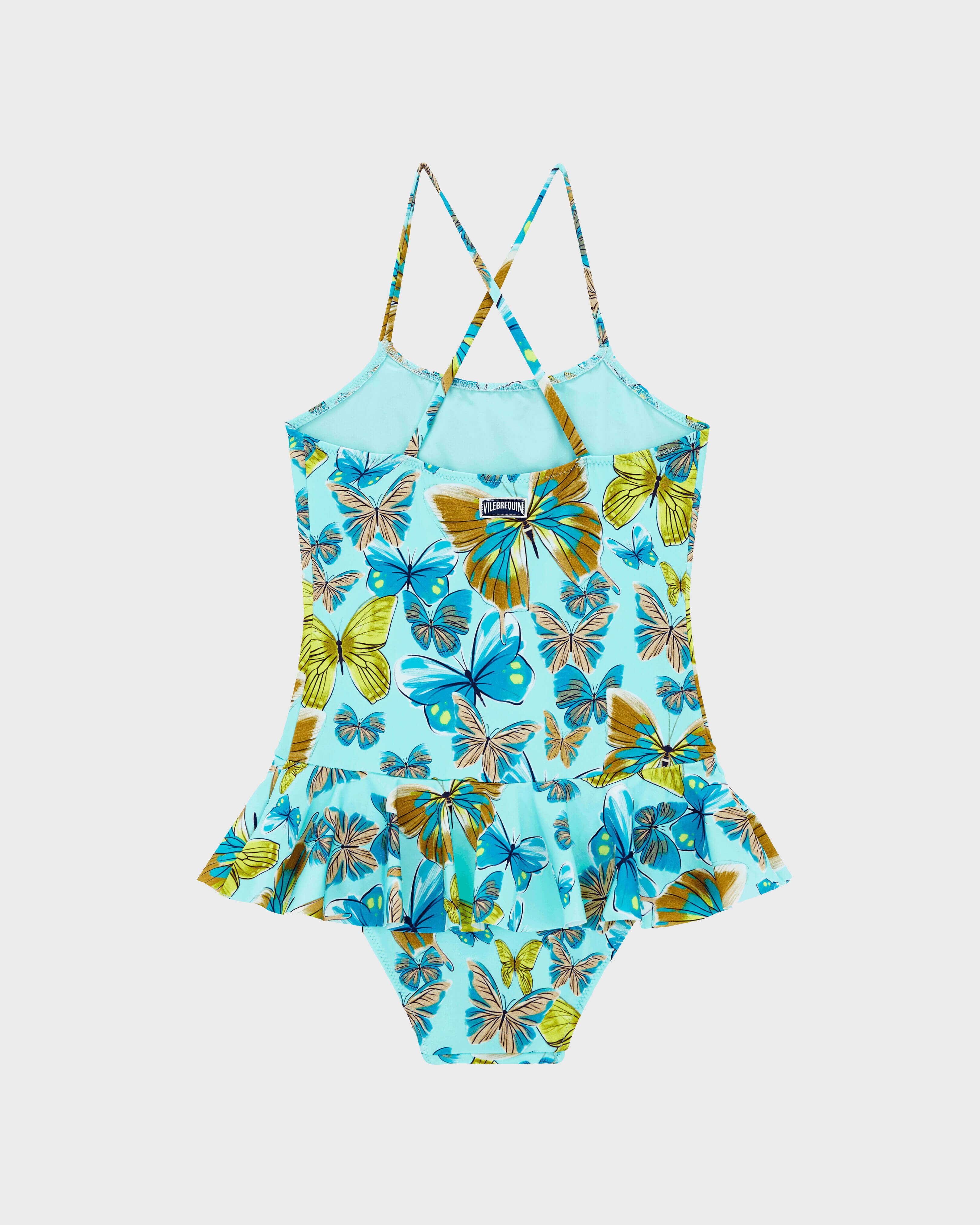 Girls One-piece Swimsuit Butterflies LAGOON back view
