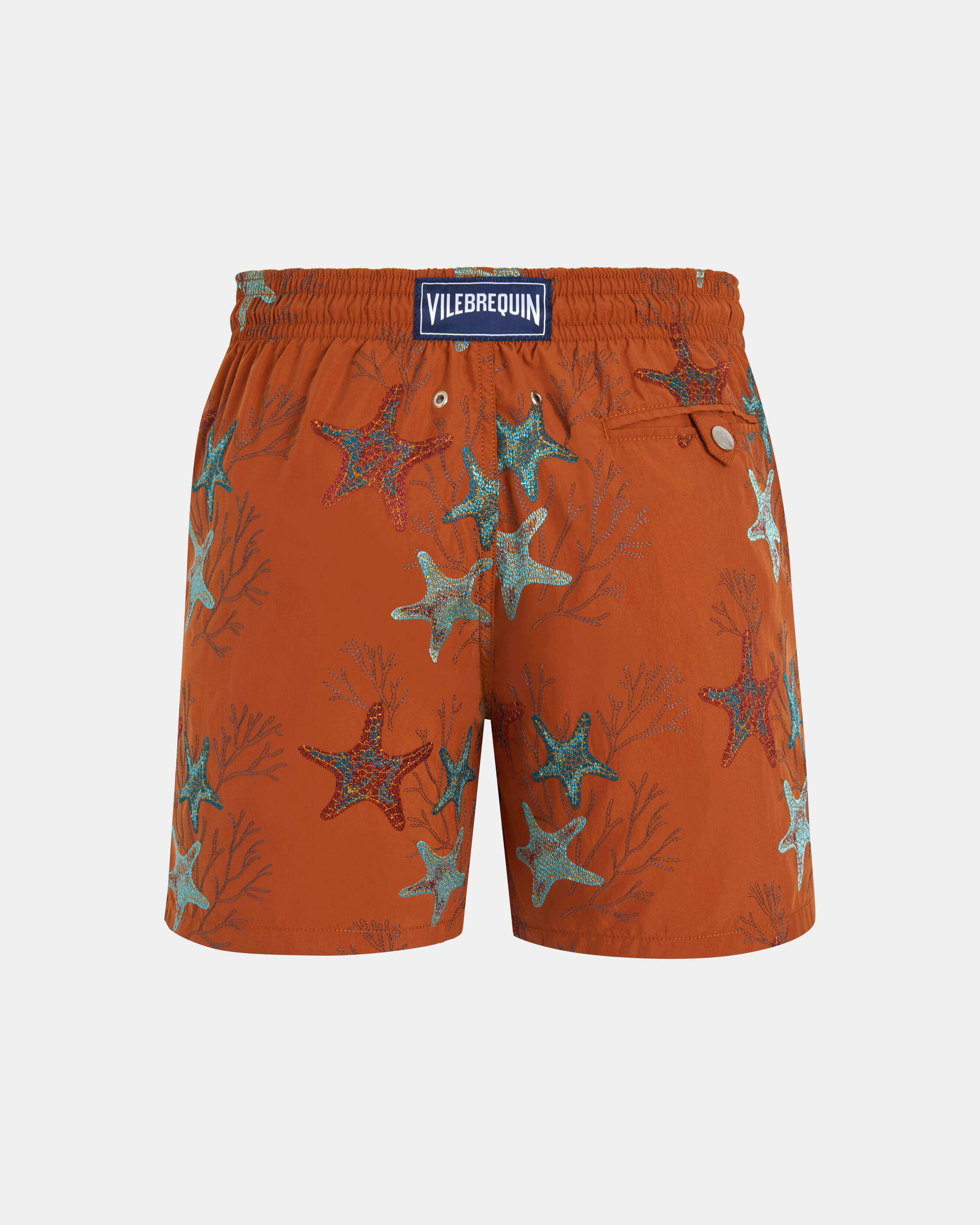 Men Swim Shorts Embroidered Glowed Stars - Limited Edition CARAMEL back view