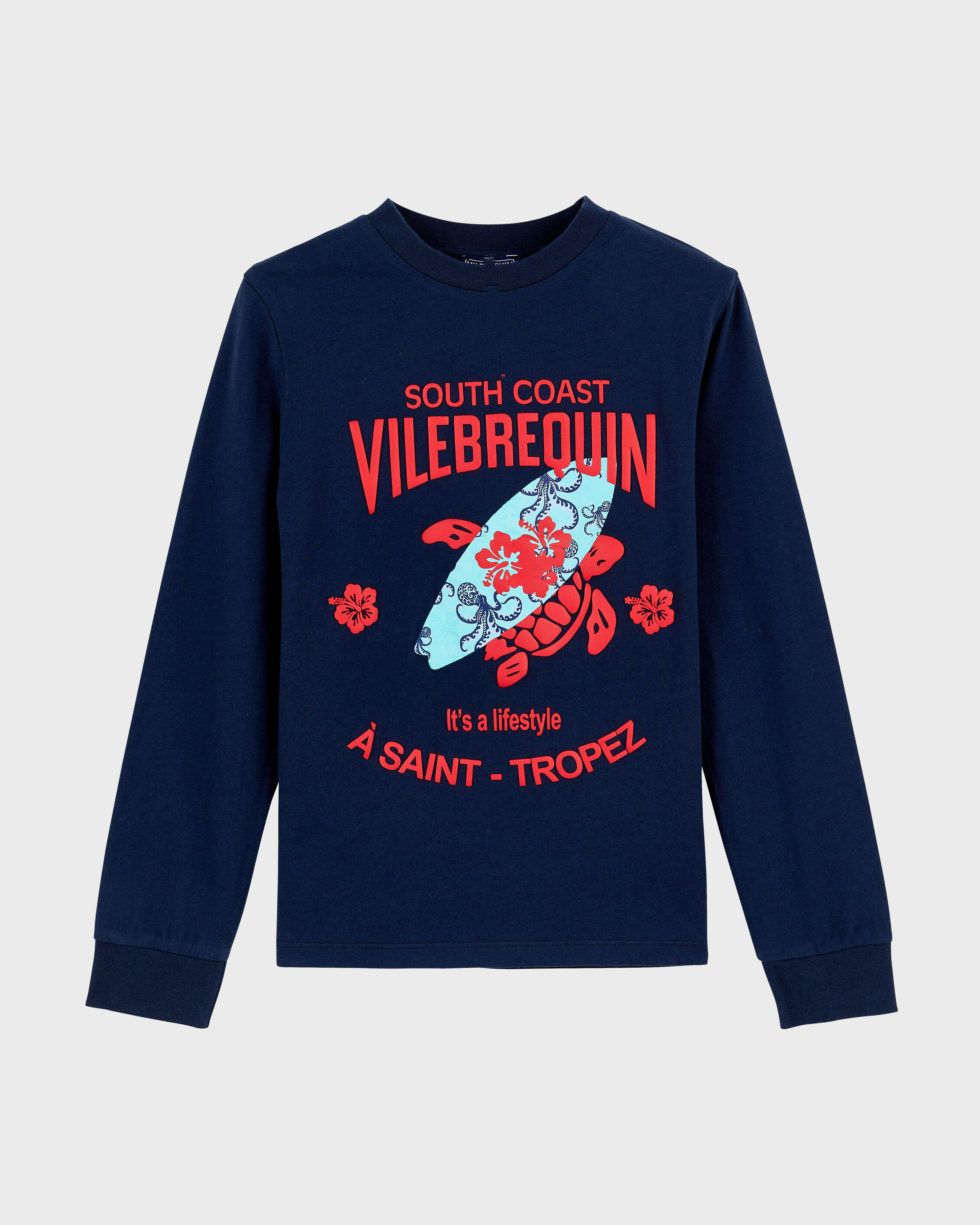 Boys Organic Cotton T-shirt Logo NAVY front view