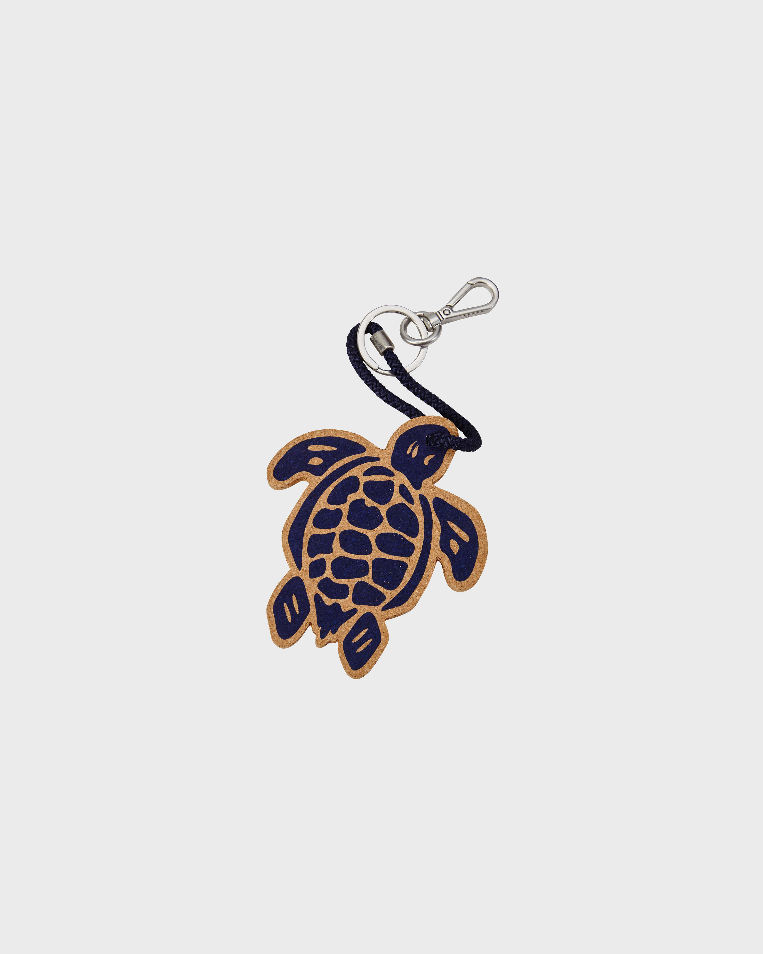 Turtle Cork Keyring NAVY front view