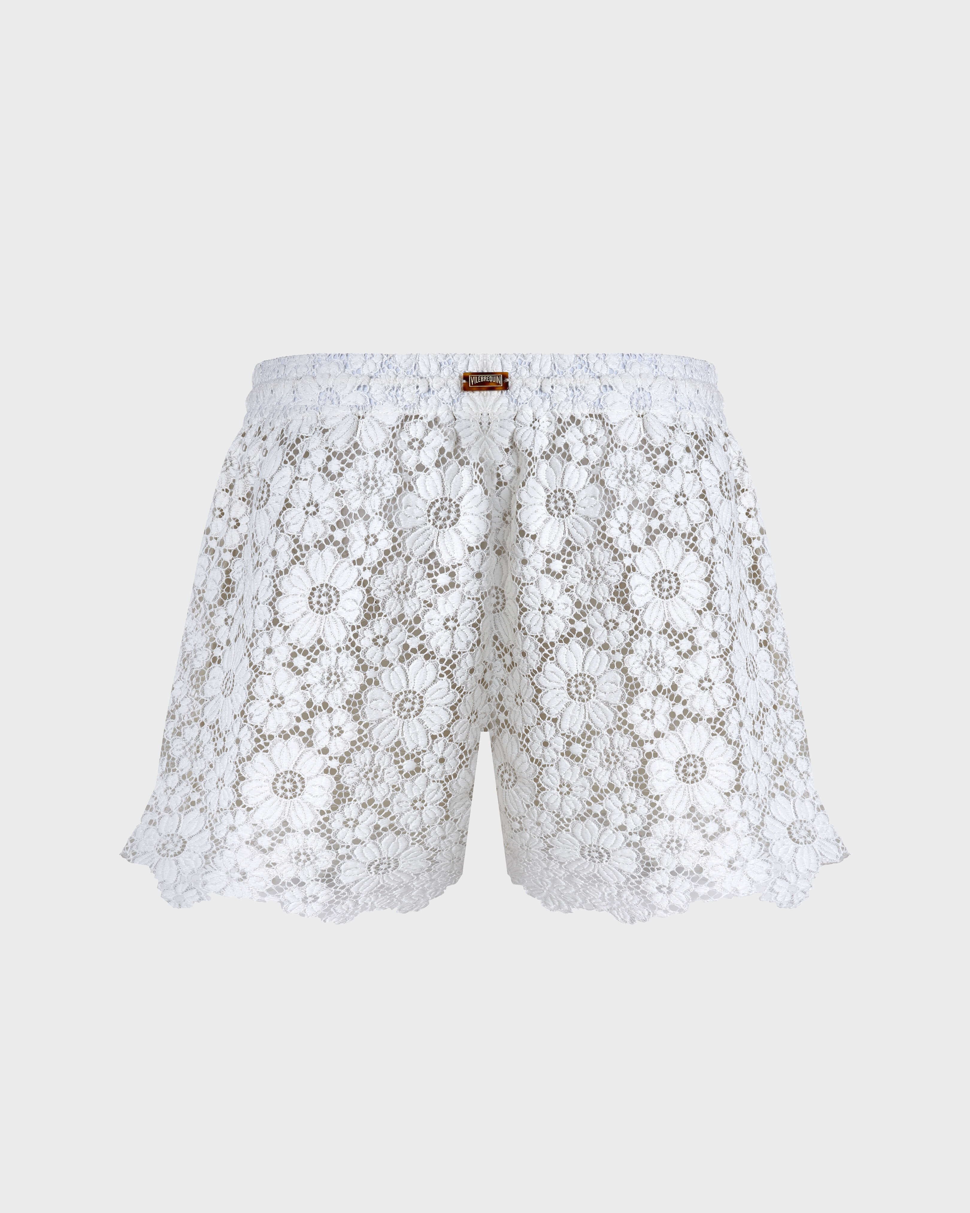 Pantalón corto en guipur floral mujer - Collection Limited BLANCO back view