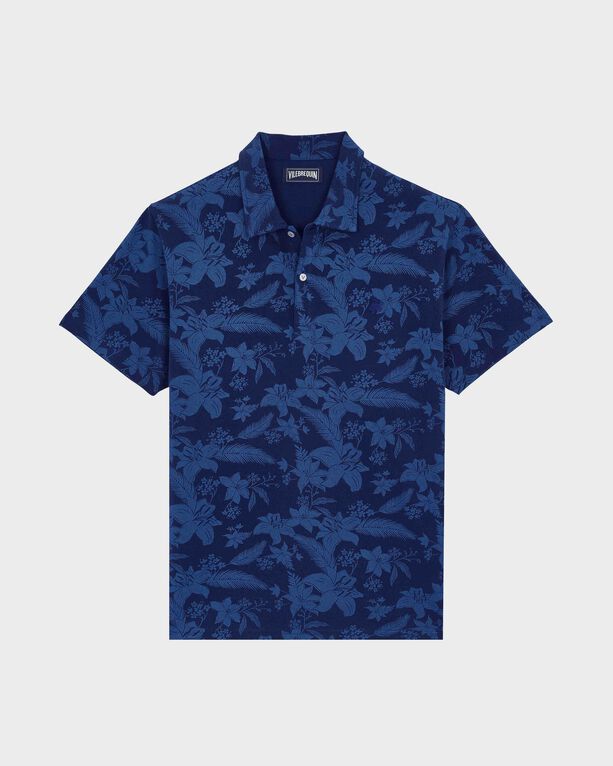 Vilebrequin - Men Cotton Polo Printed Lightening Flower - Polo - Moussure - Blue - Size S