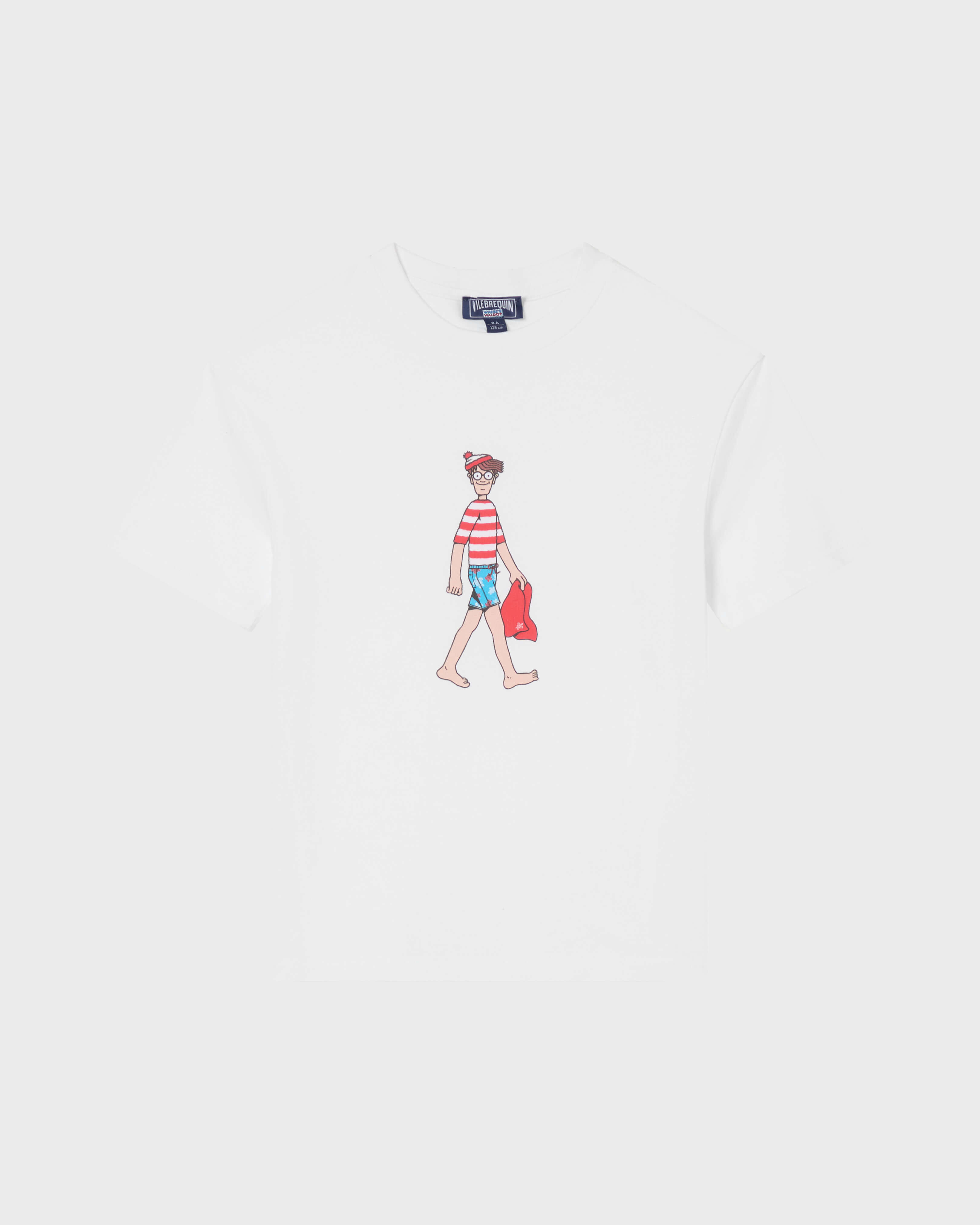 T-shirt en coton garçon Grand Charlie placé - Vilebrequin x Où est Charlie ? BLANC front view