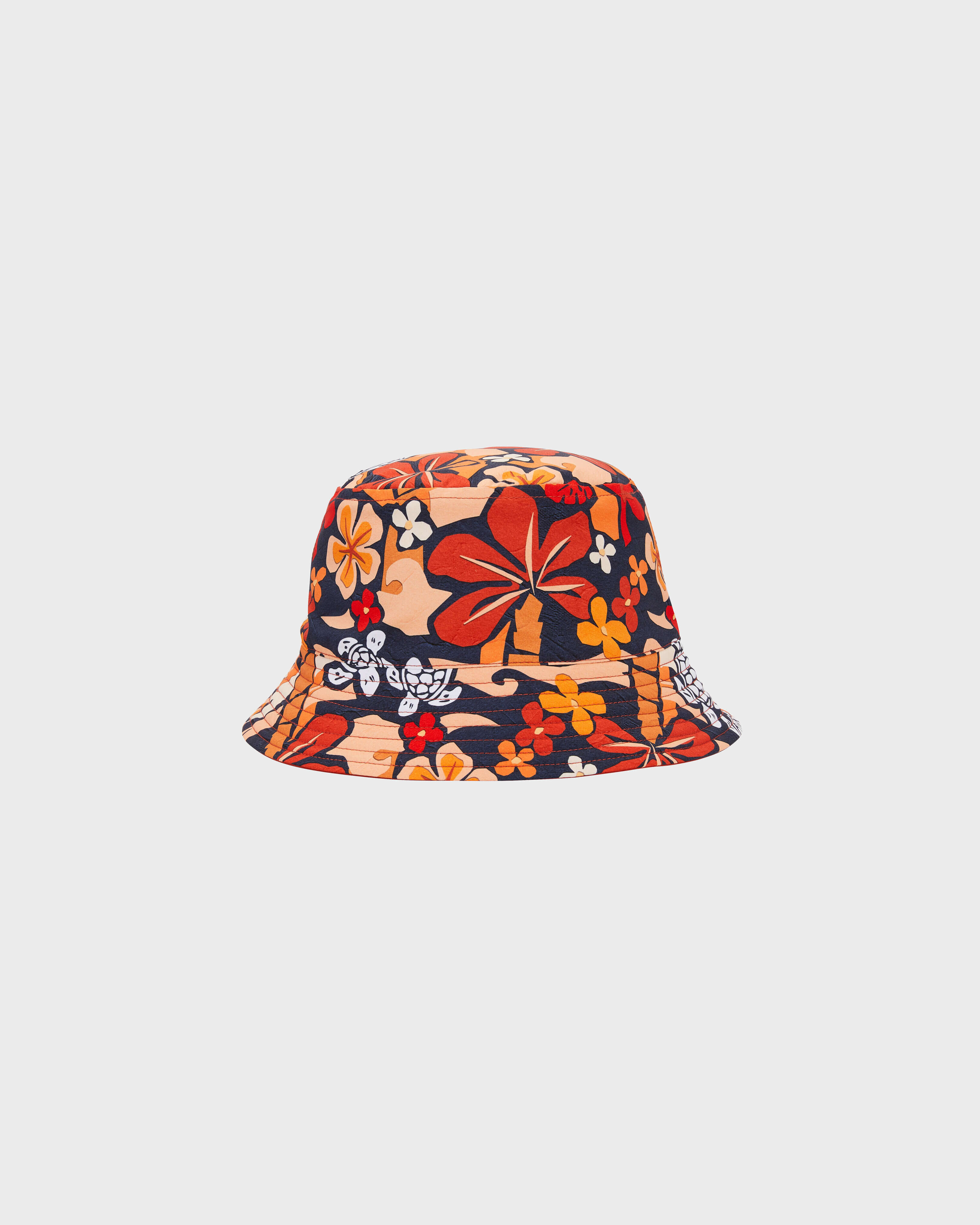Kids Reversible Bucket Hat Monoi Turtles BRICK front view