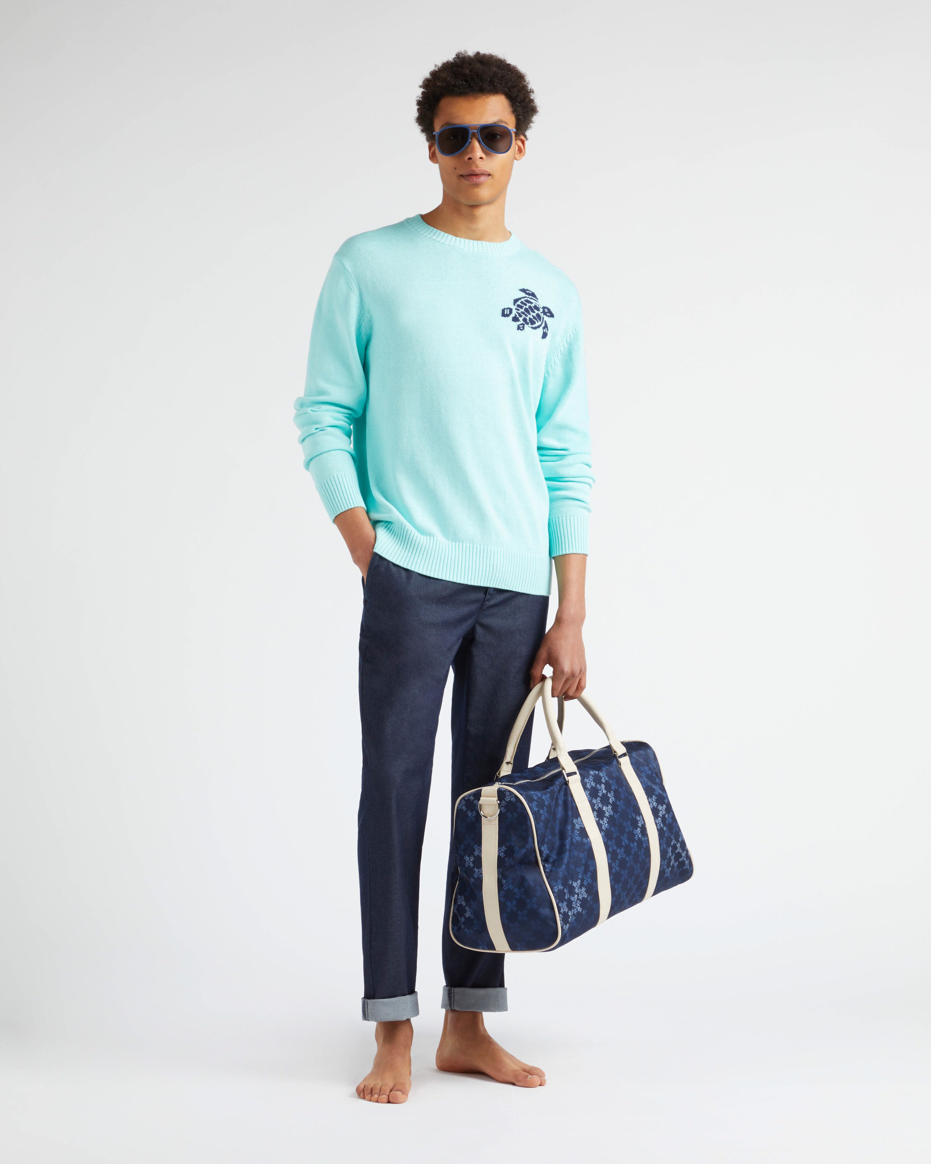 Jersey de algodón y cachemir de cuello redondo y estampado Turtle para hombre ACQUA supp1 view