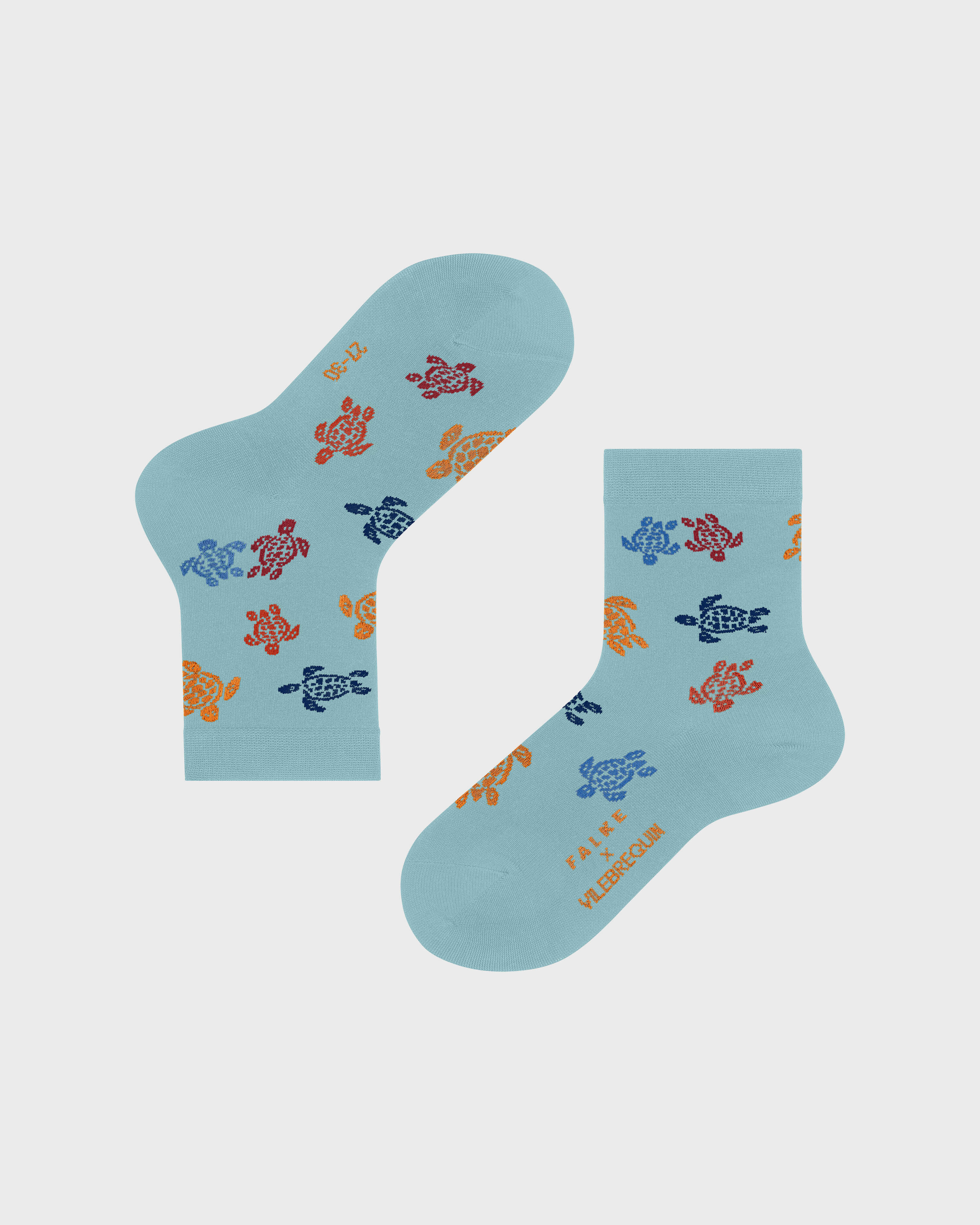 Kids Socks Rondes des Tortues Multicolores - Vilebrequin x Falke ACQUA front view