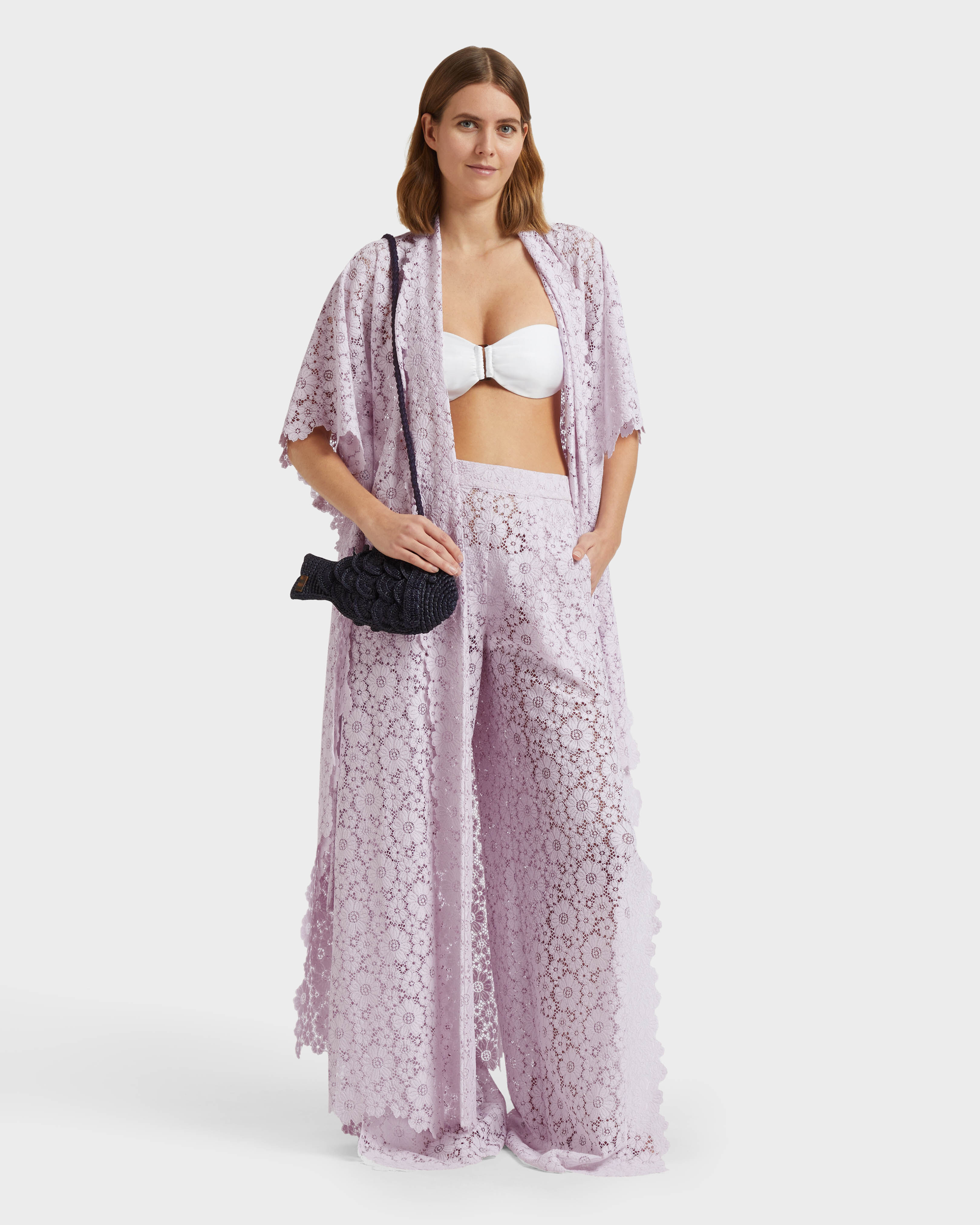 Pantalón de encaje floral para mujer PETALE / PINK supp1 view