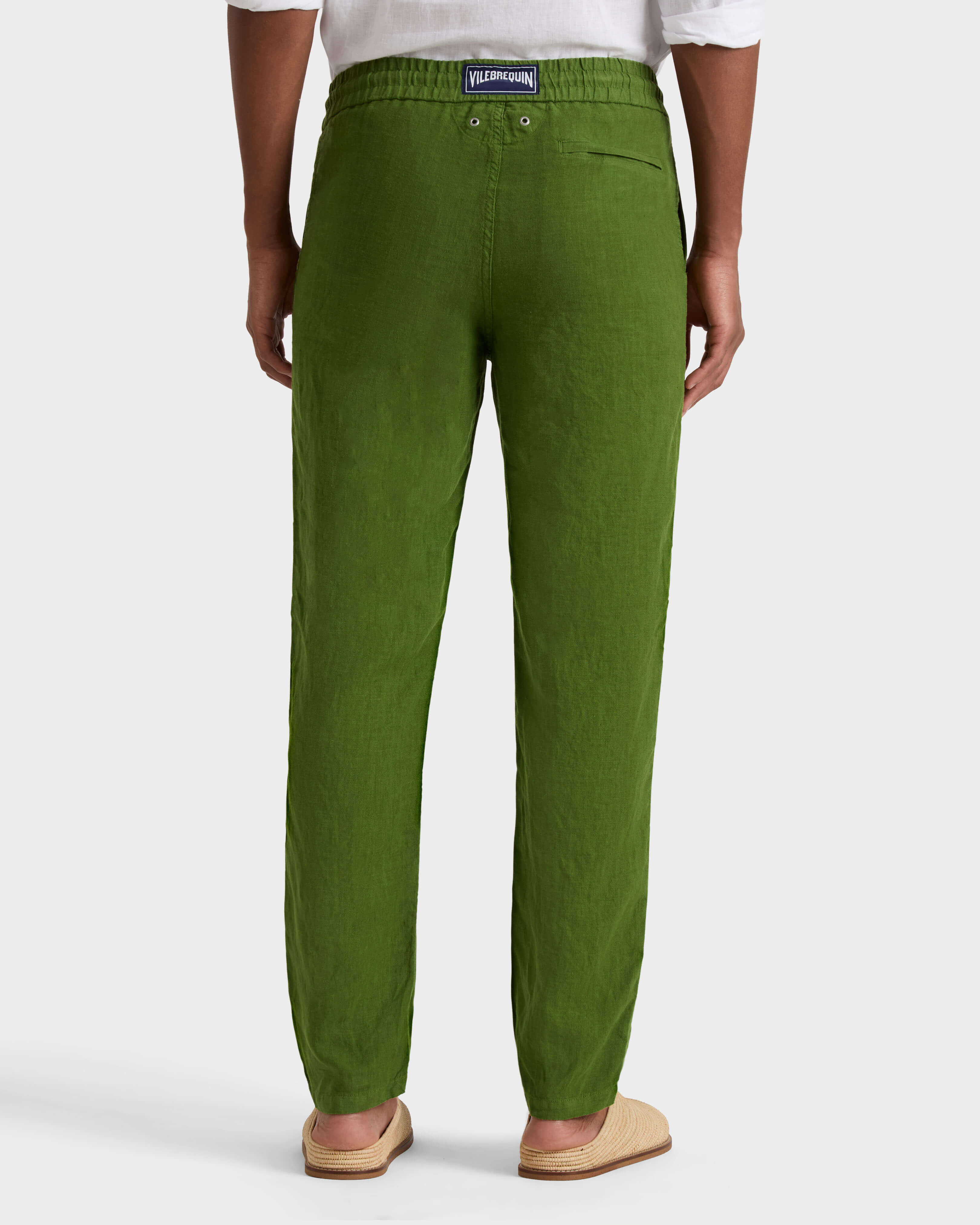 Solid gerade geschnittene Leinenhose für Herren MILITAIRE backworn view