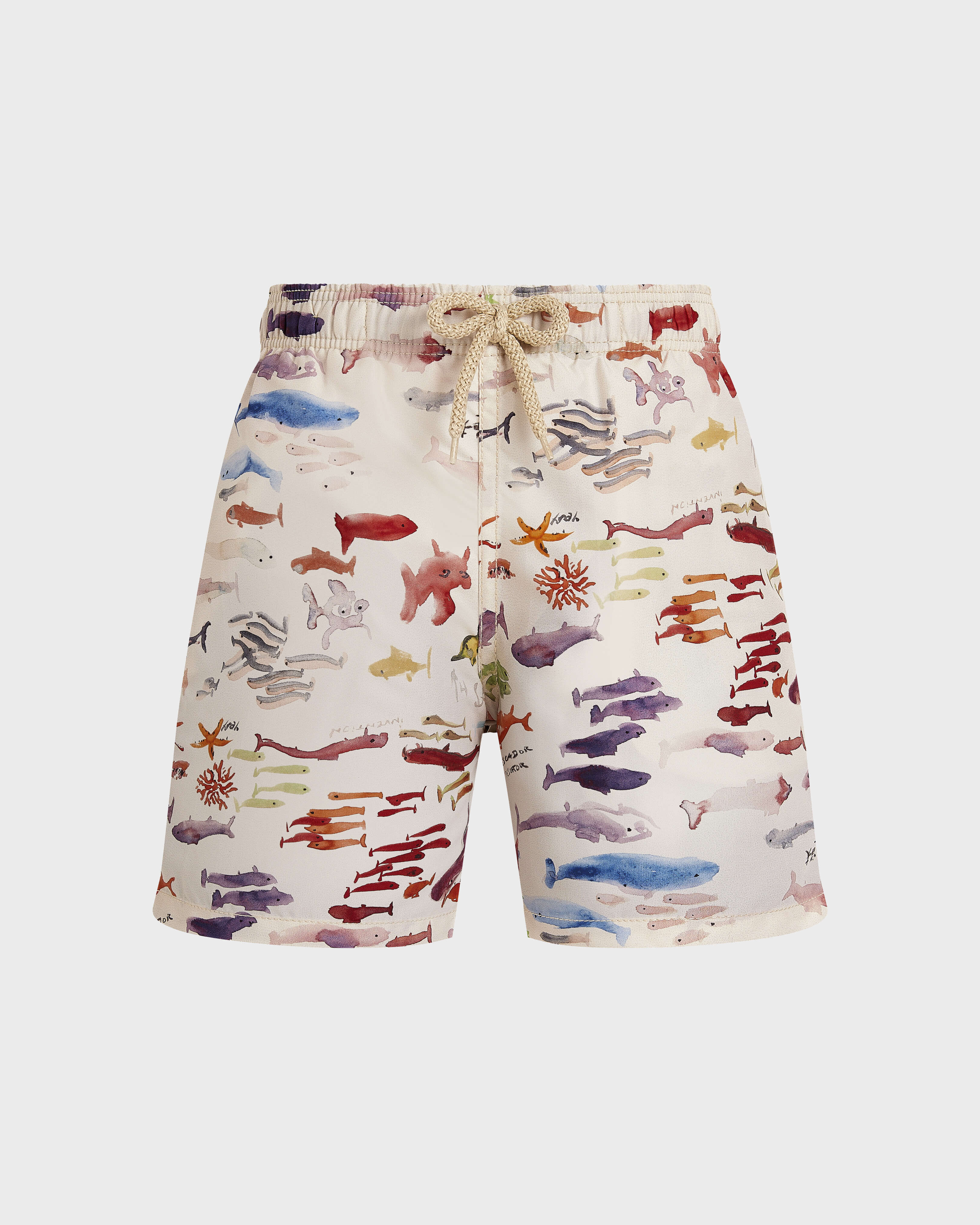 Pescador Badeshorts für Jungen – VBQ x Fabrice Hyber PAPIER front view