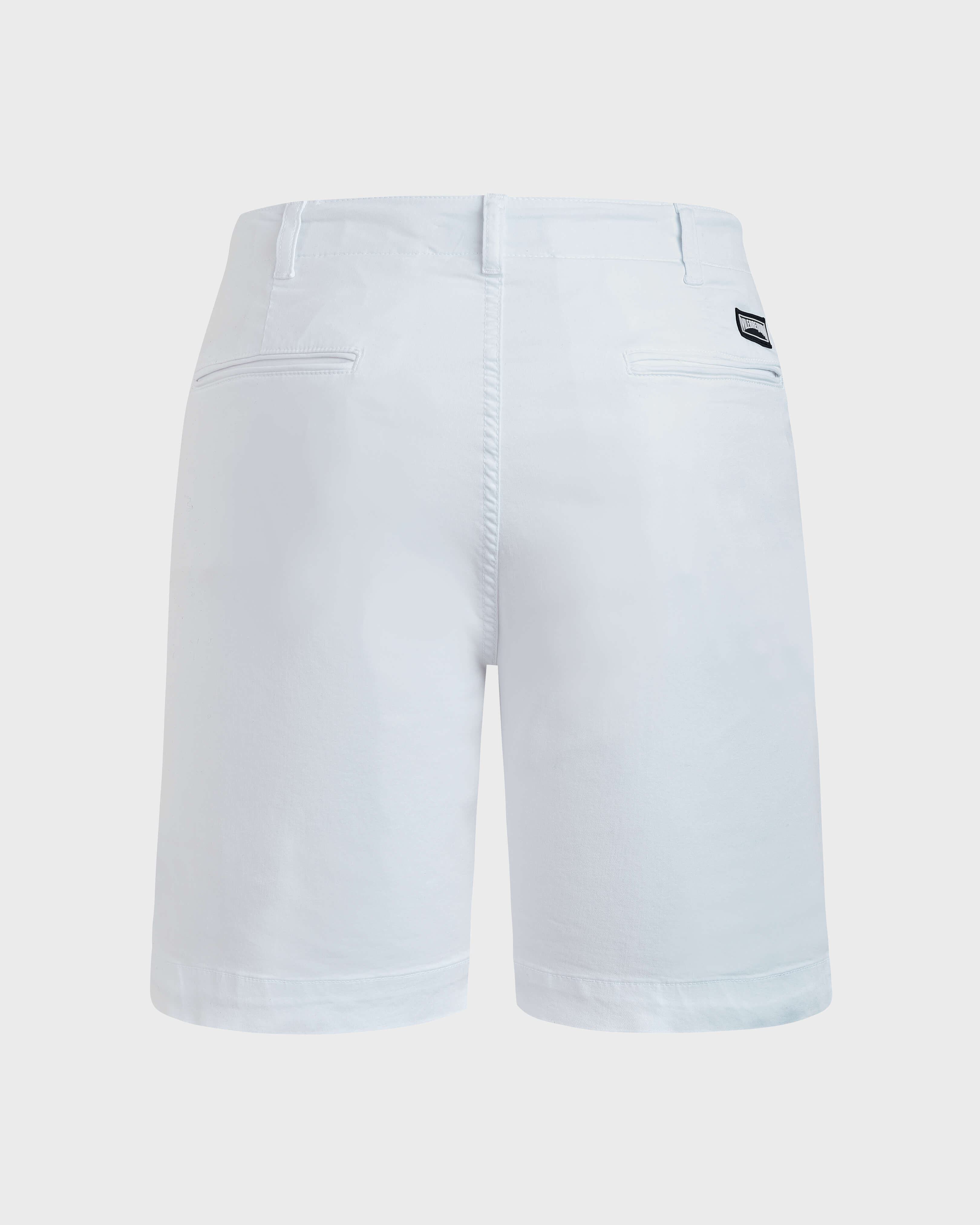 Men Tencel Satin Bermuda Shorts Solid WHITE back view
