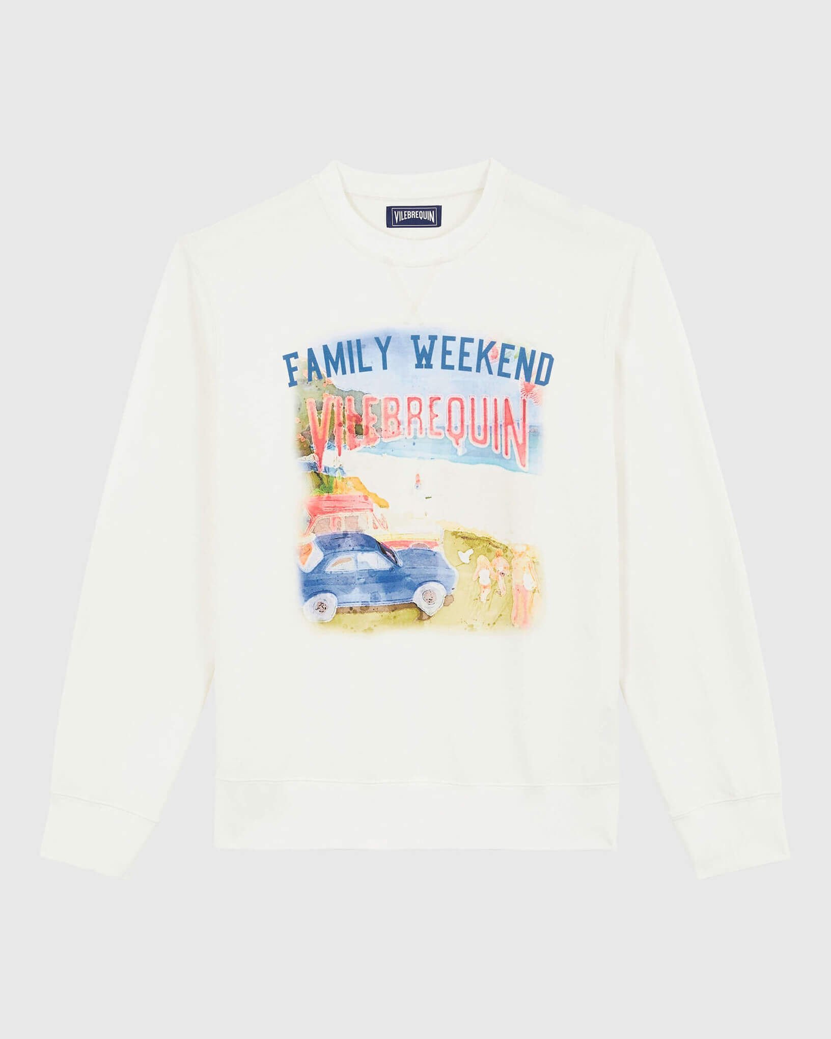 Men Cotton Crewneck Sweatshirt Family Week-end OFF WHITE front view