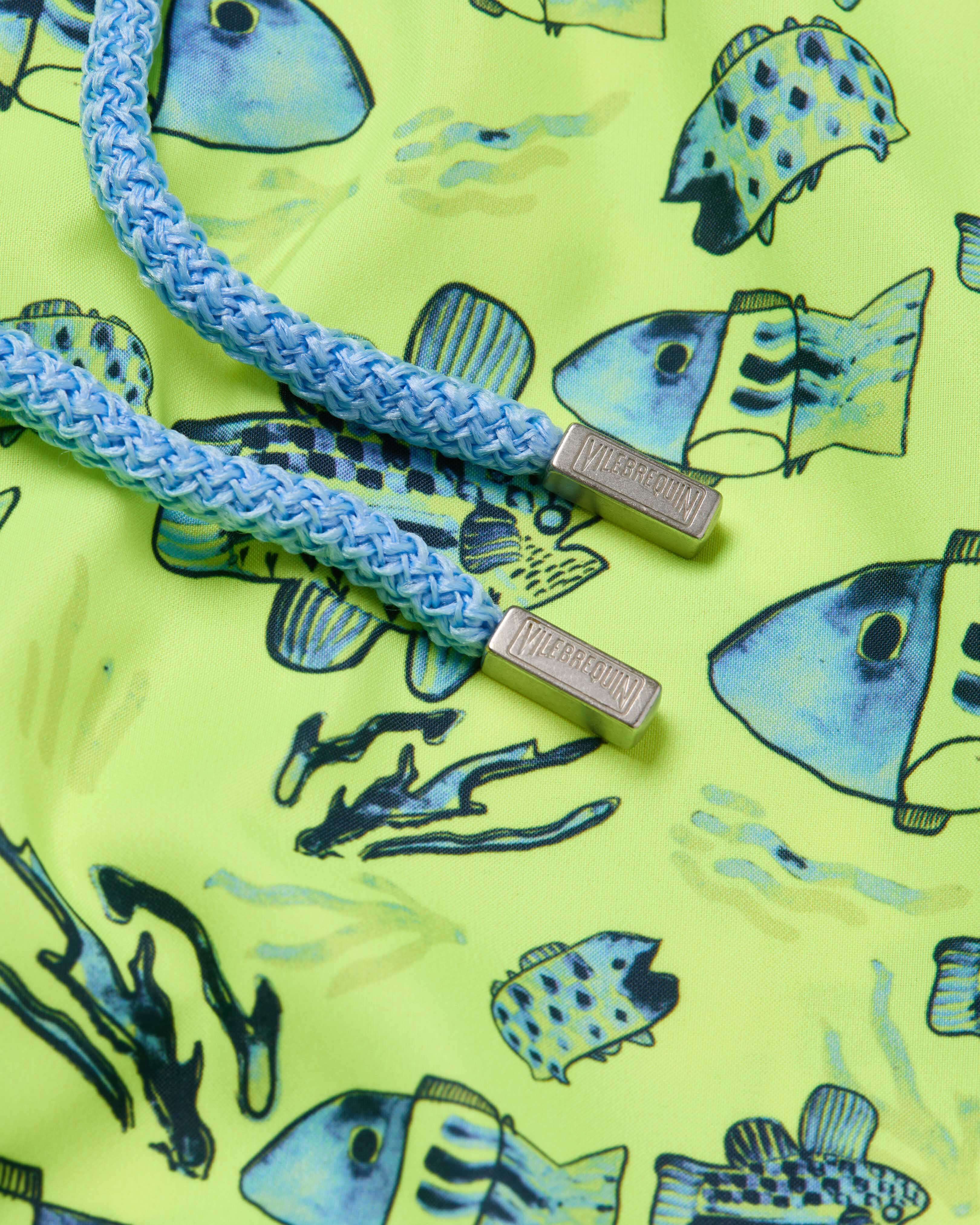 Men Ultra-light and packable Swim Shorts Fishies Drawing NEON YELLOW supp1 view