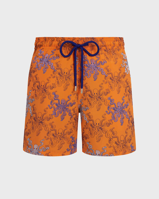 Vilebrequin - Men Embroidered Swim Trunks Octopus In Stripes - Limited Edition - Swimwear - Mistral - Orange - Size S