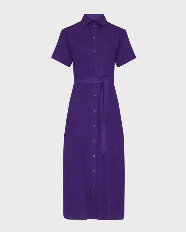 Vilebrequin - Robe Chemise En Lin Femme Unie - Robe - Luciane - Violet - Taille XL