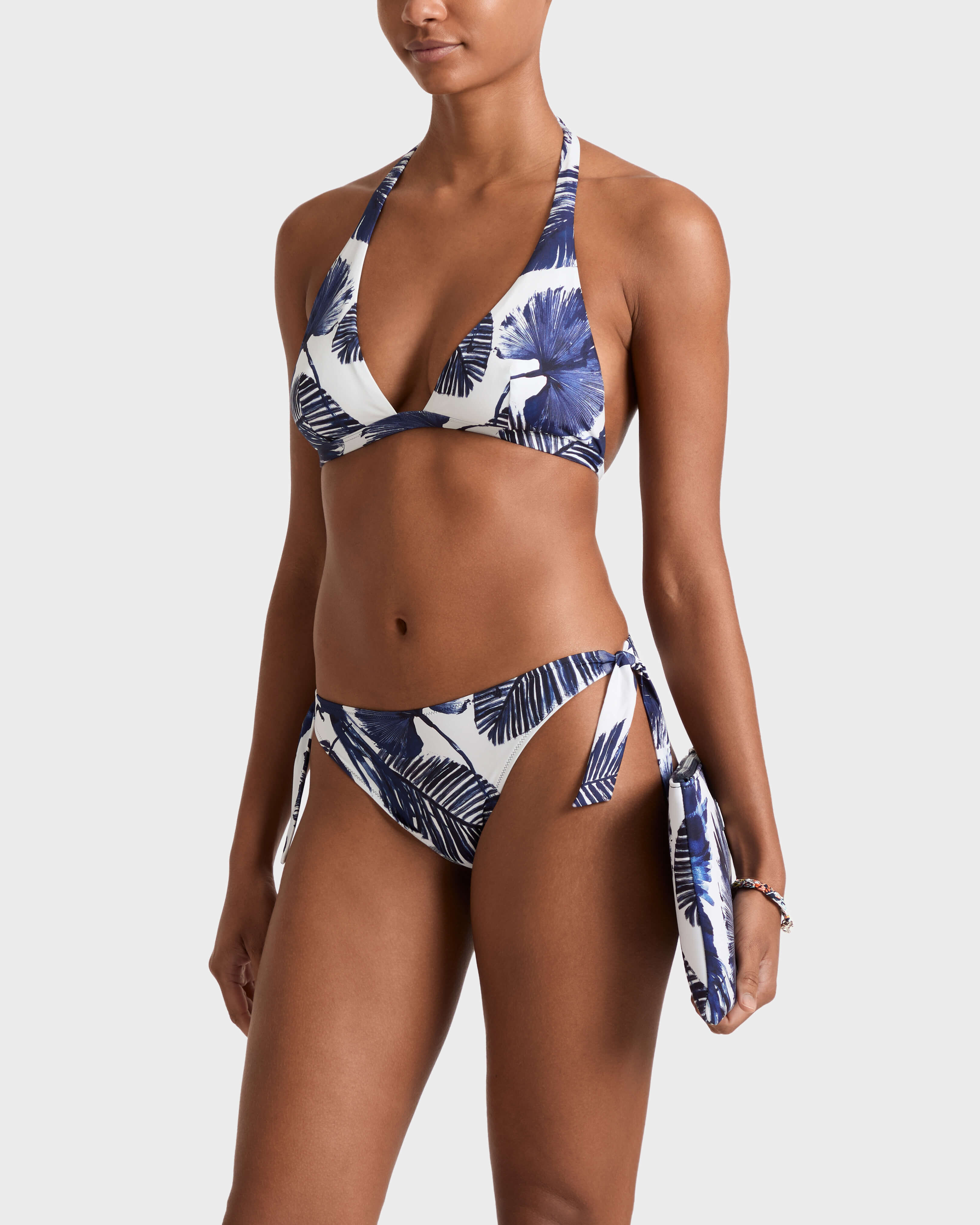 Women Halter Bikini Top Papagaio WHITE backworn view