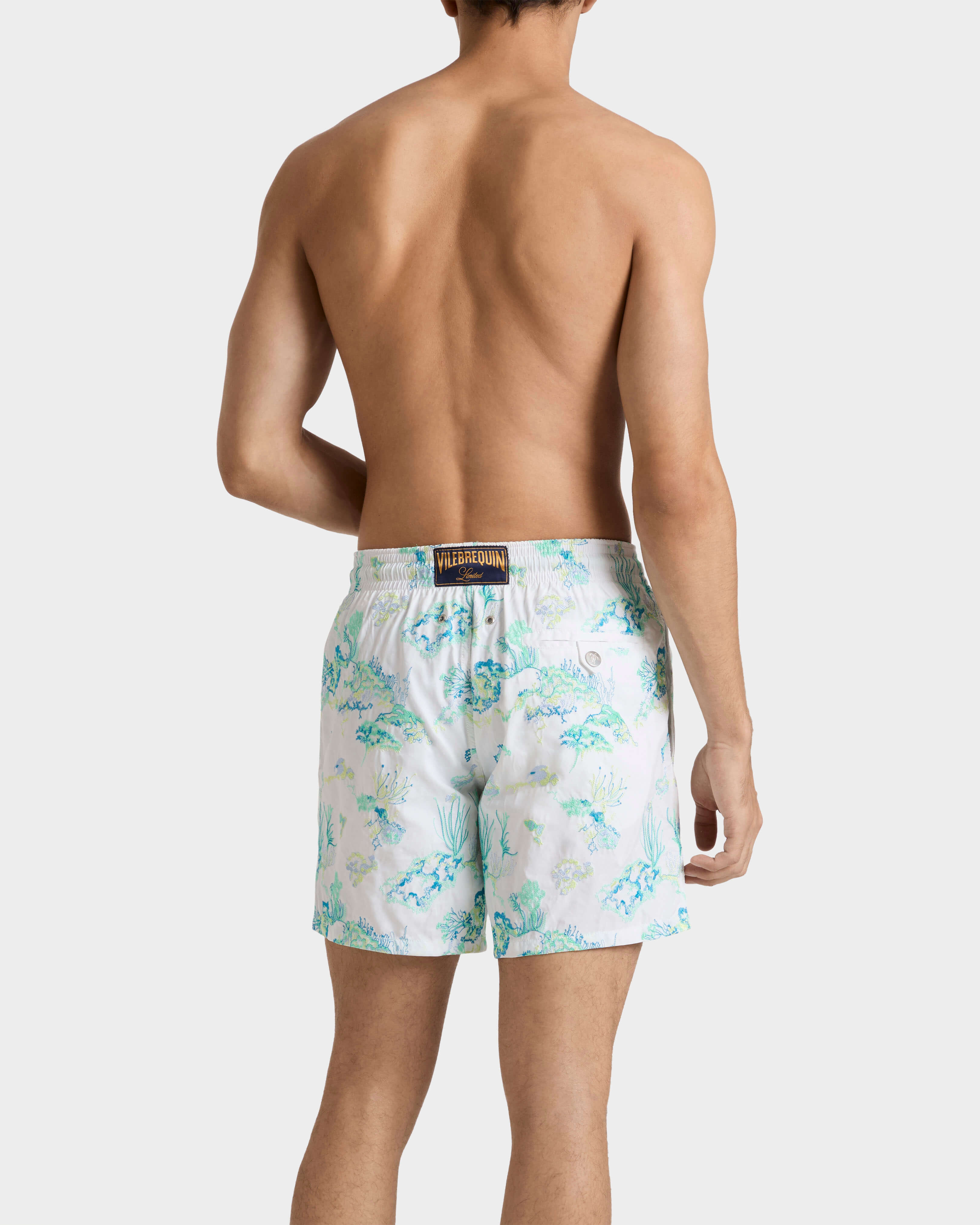 Men Embroidered Swim Shorts Coral Reef - Limited Edition BIANCO backworn view