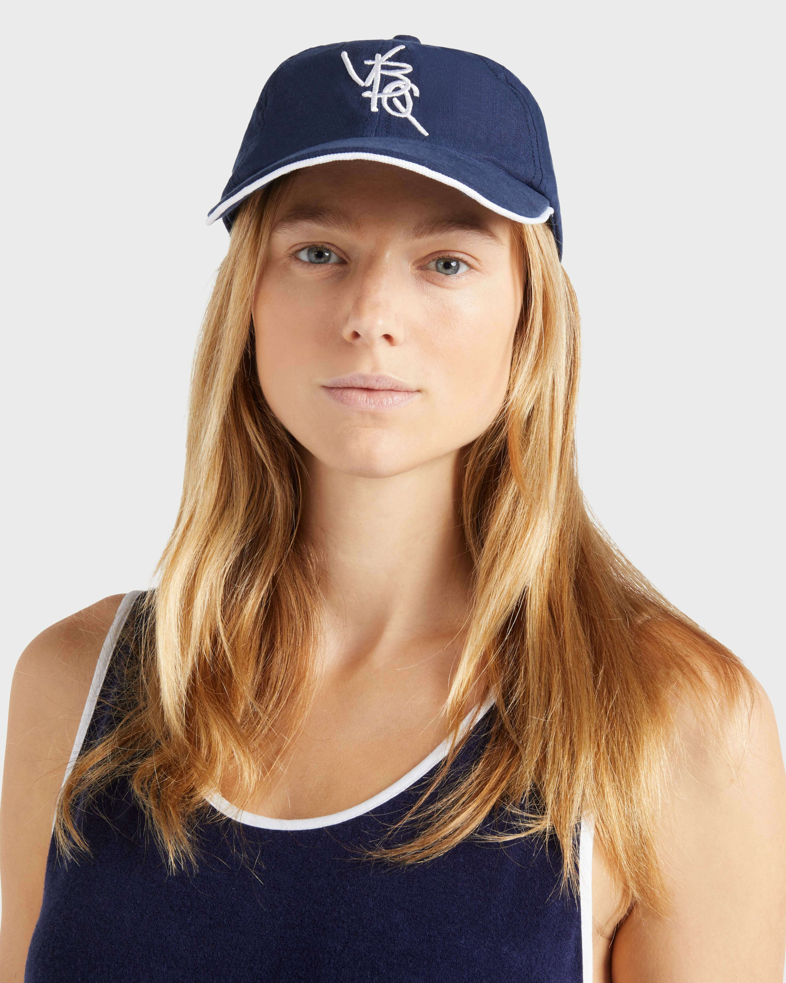 Men Linen Cap VBQ Line NAVY supp2 view