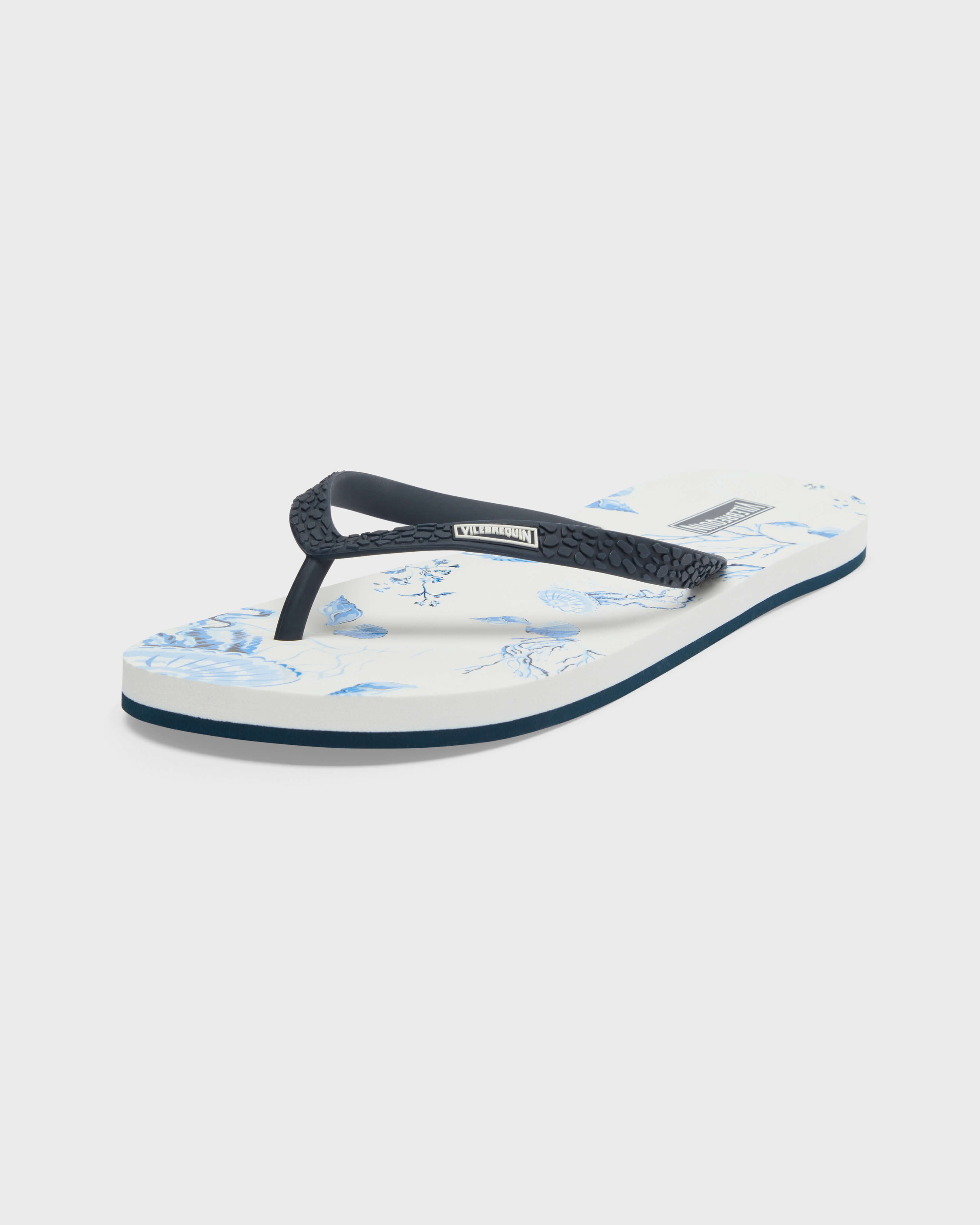 Women Flip Flops Medusa and Shells WHITE back view