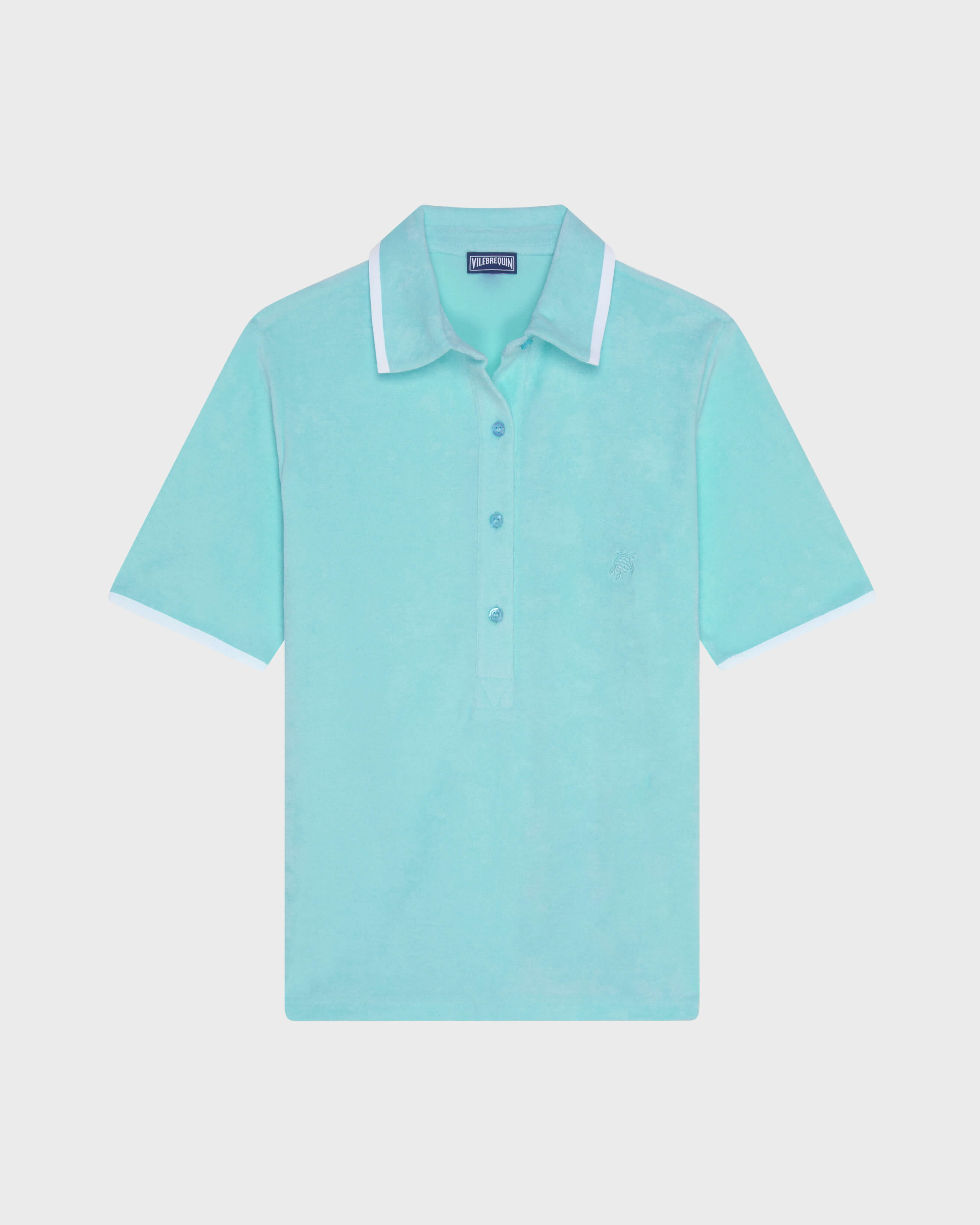 Women Terry Polo Solid OXYGENE front view