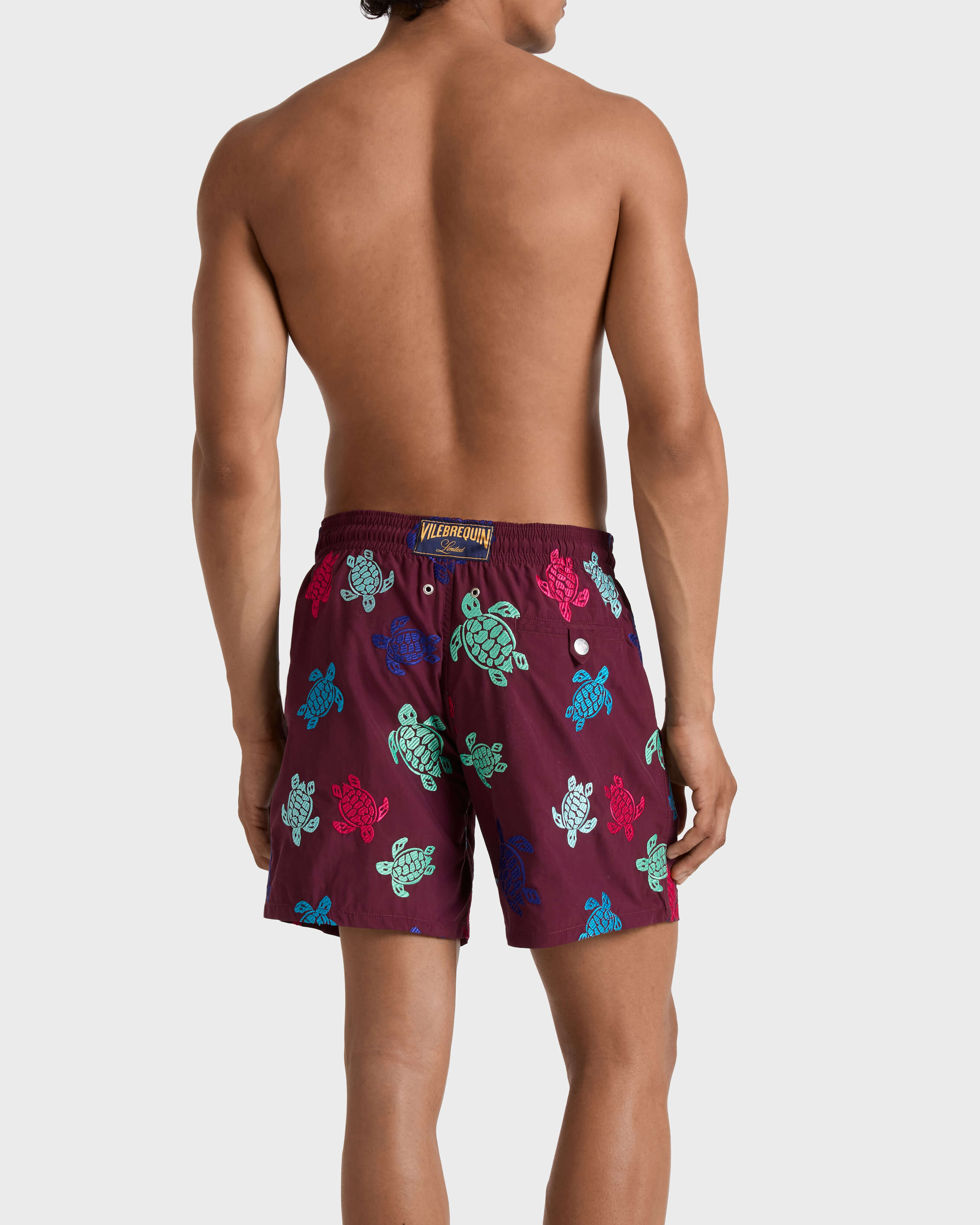 Men Embroidered Swim Shorts Ronde des Tortues - Limited Edition BACCHUS backworn view