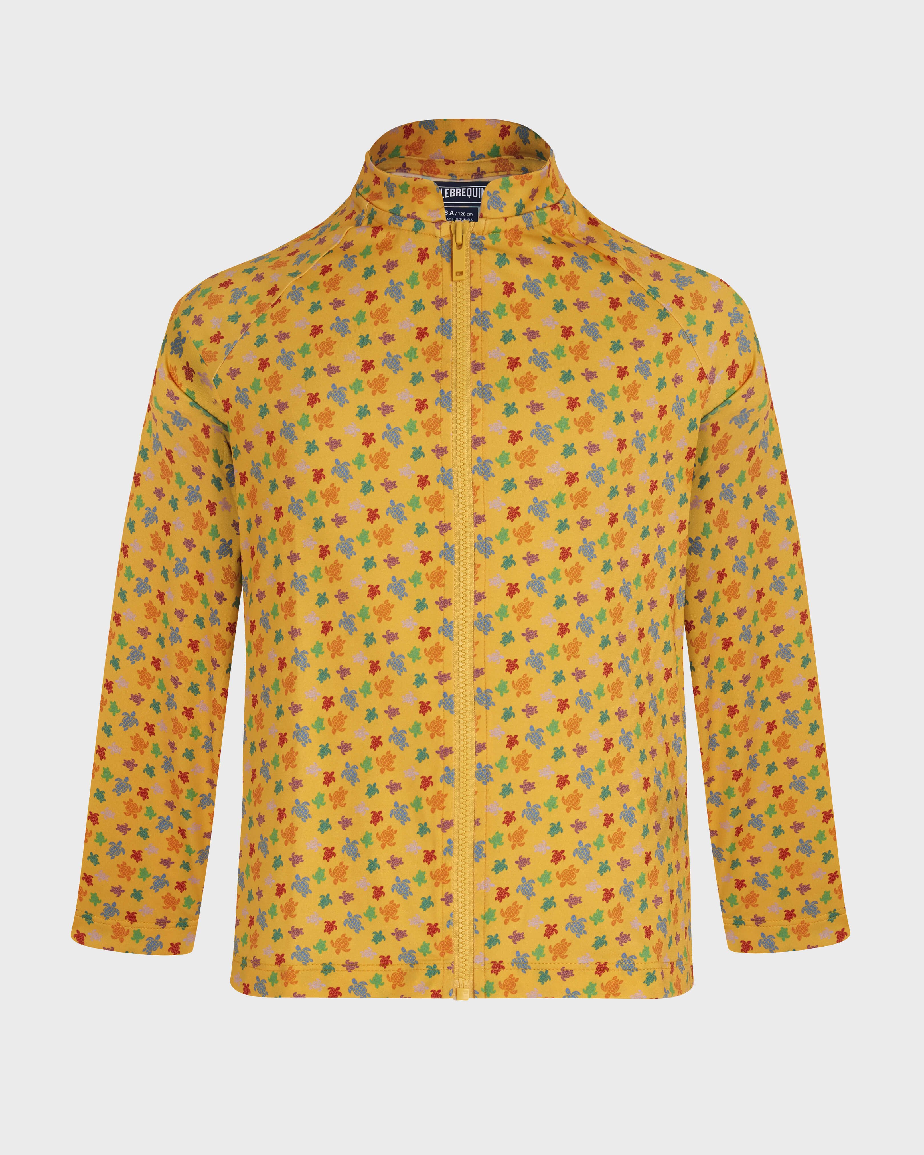 Camiseta de baño de manga larga con cremallera, protección solar y estampado Micro Ronde des Tortues para niño MAIZ front view