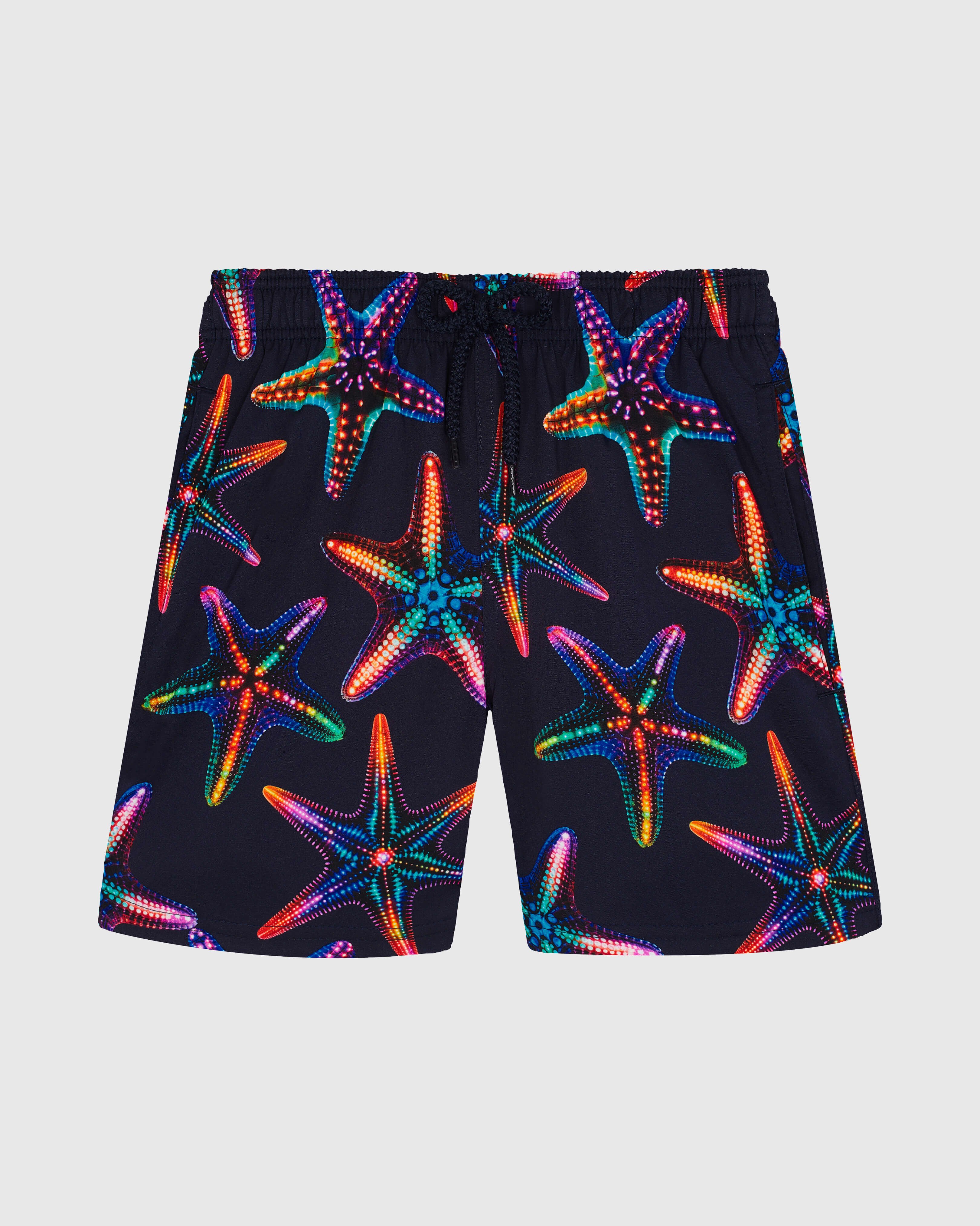 Boys Stretch Swim Shorts Disco Stars NAVY front view