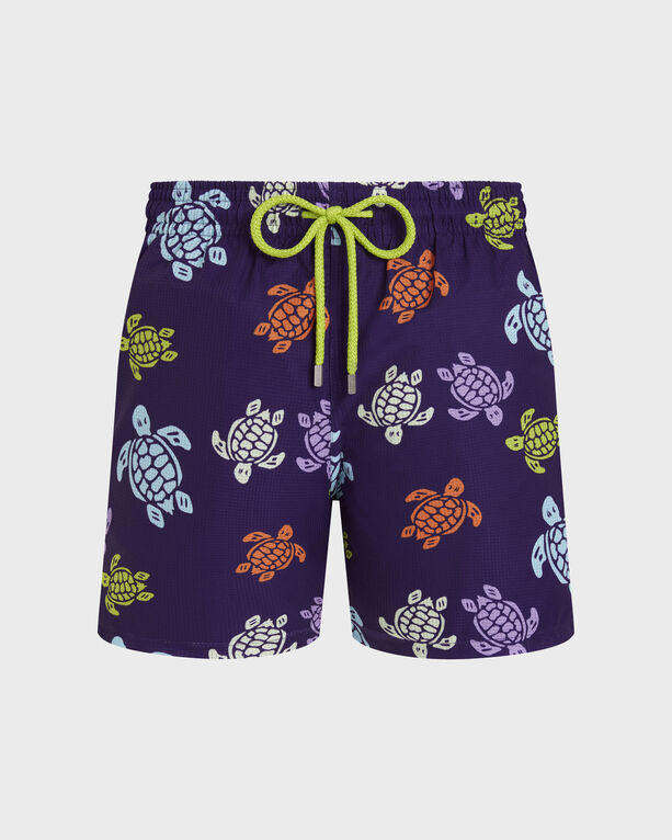 Vilebrequin - Men Micro-perforated Ultra-light And Packable Swim Shorts Tortues Multicolores - Swimwear - Mahina - Purple - Size M