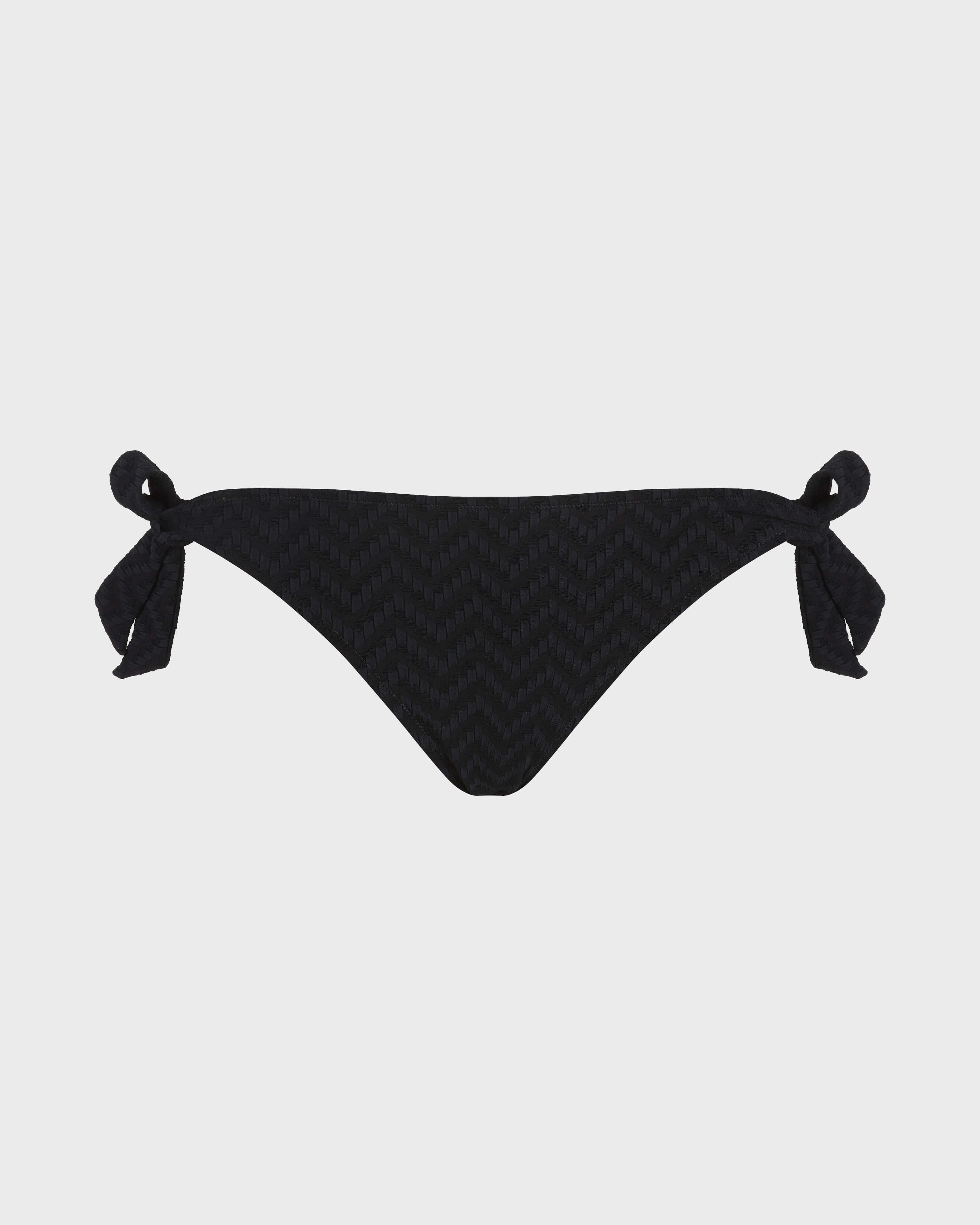 Braguita de bikini de corte brasileño con estampado jacquard en zig zag NEGRO front view