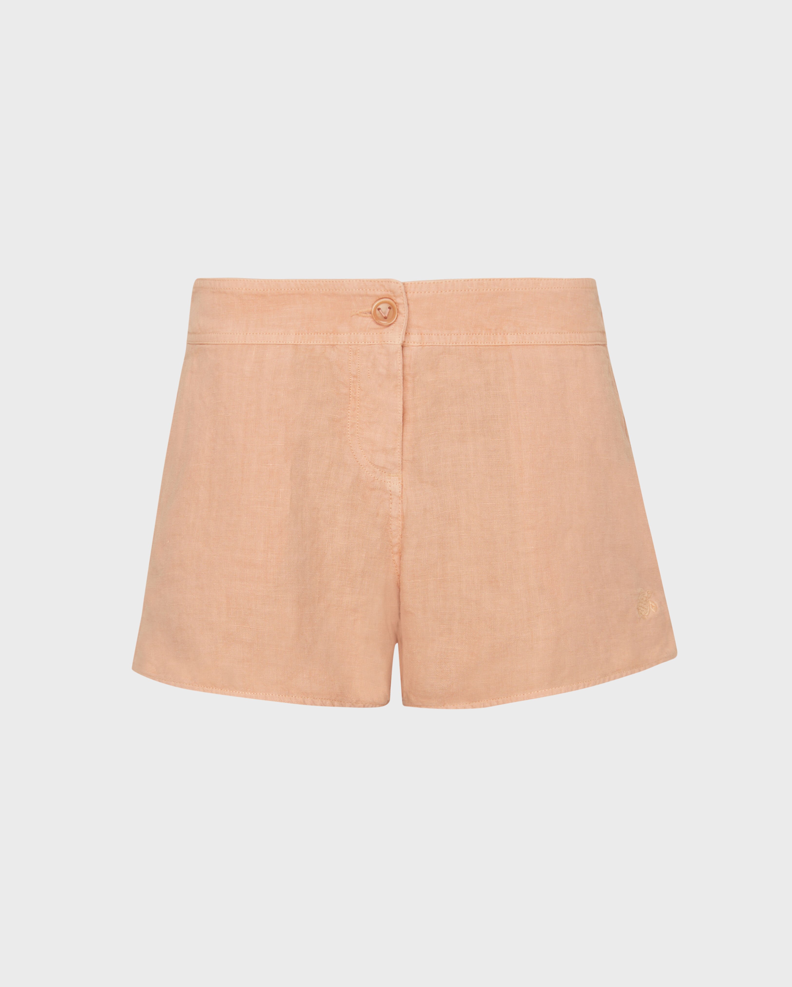 Women Linen Bermuda Shorts BLUSH front view