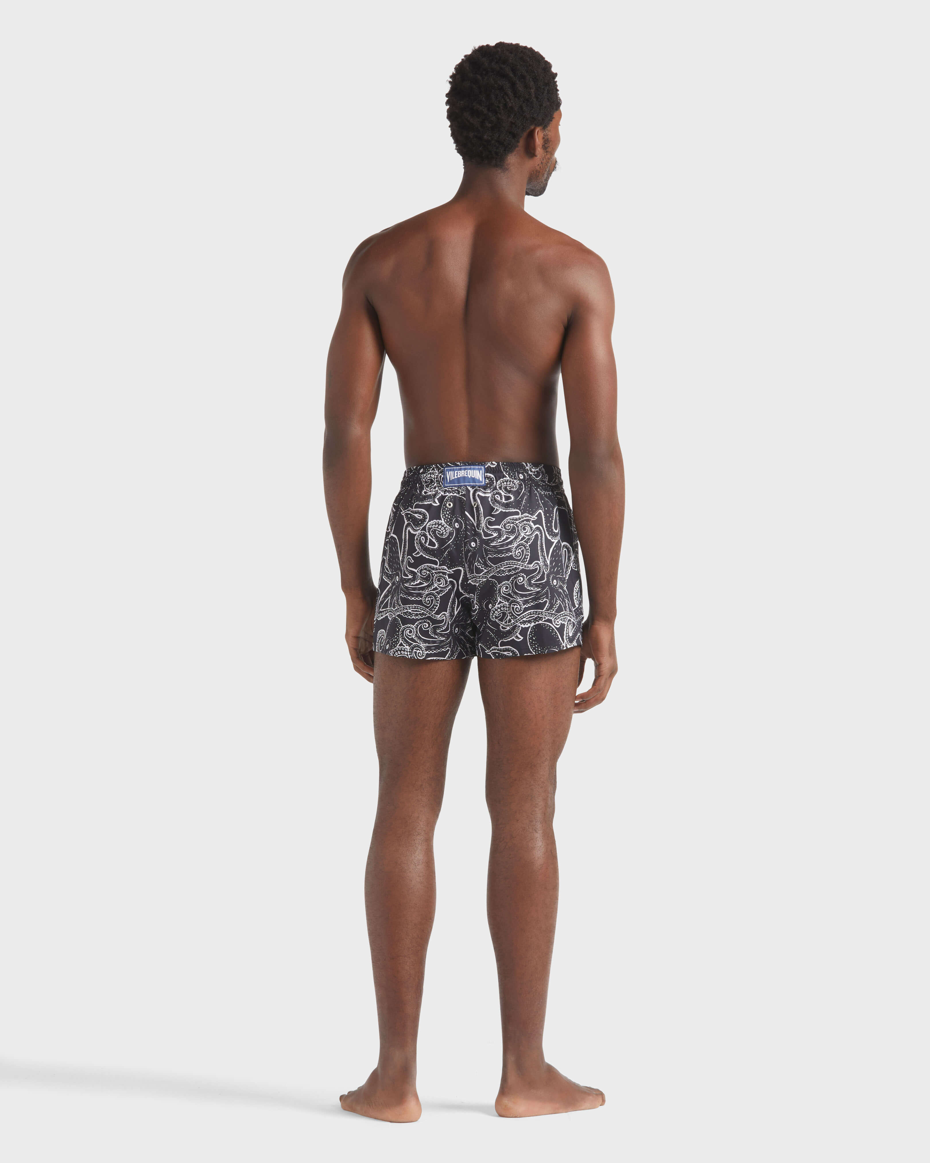 Men Short Swim trunks Poulpes BLACK backworn view