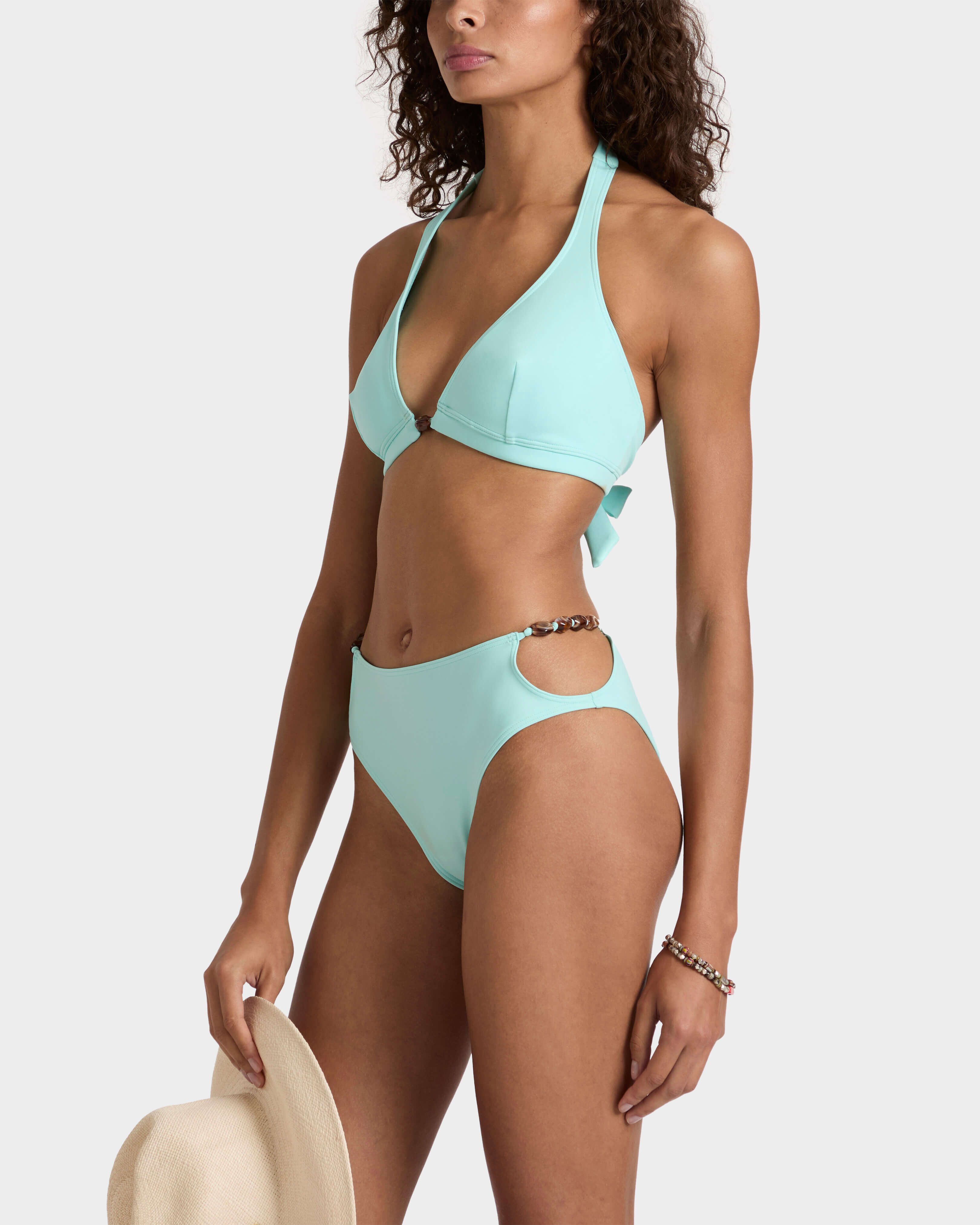 Women High-waisted Bikini Bottom Solid OXYGENE frontworn view