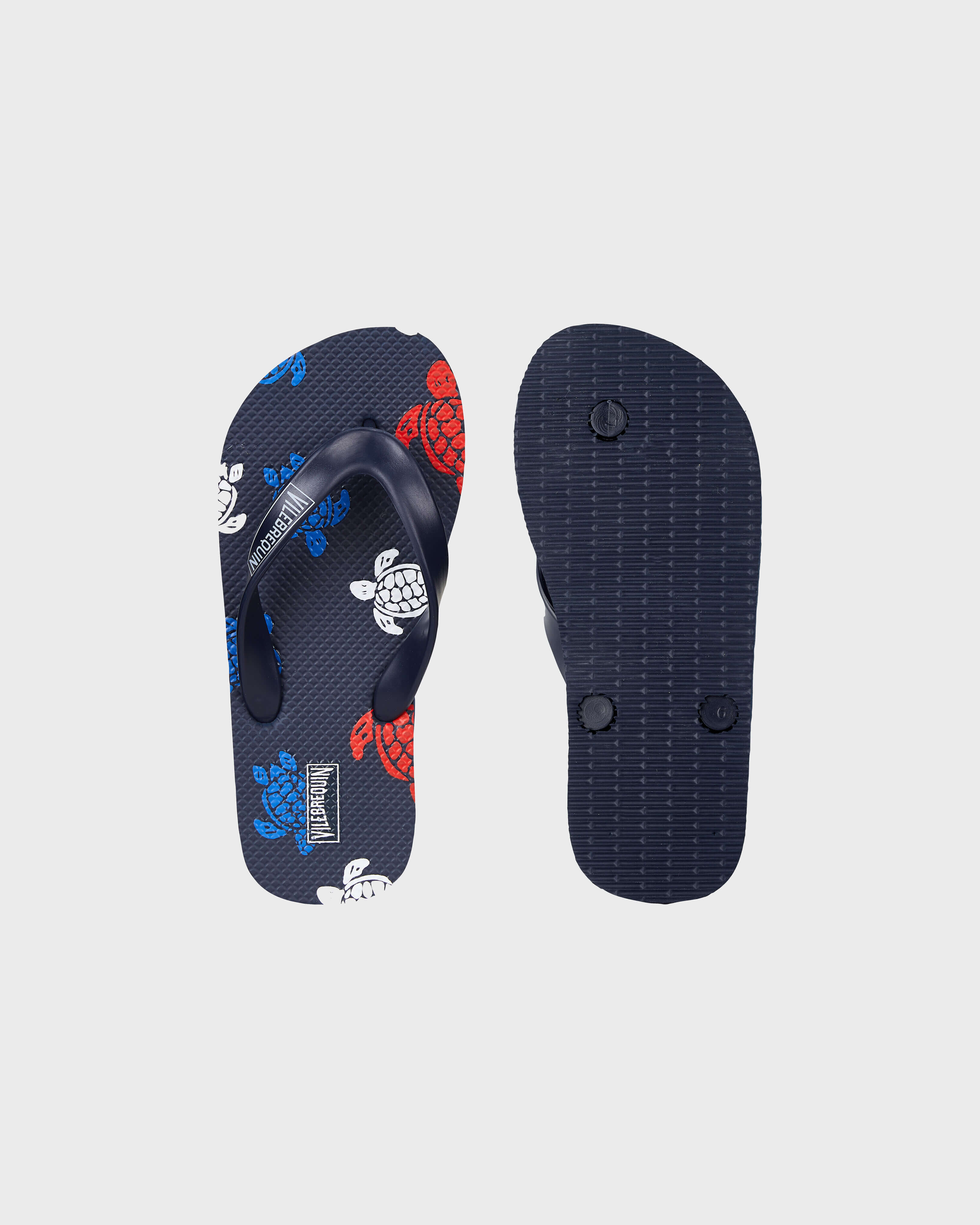 Kids Beach Flip Flops Tortues Multicolores NAVY front view
