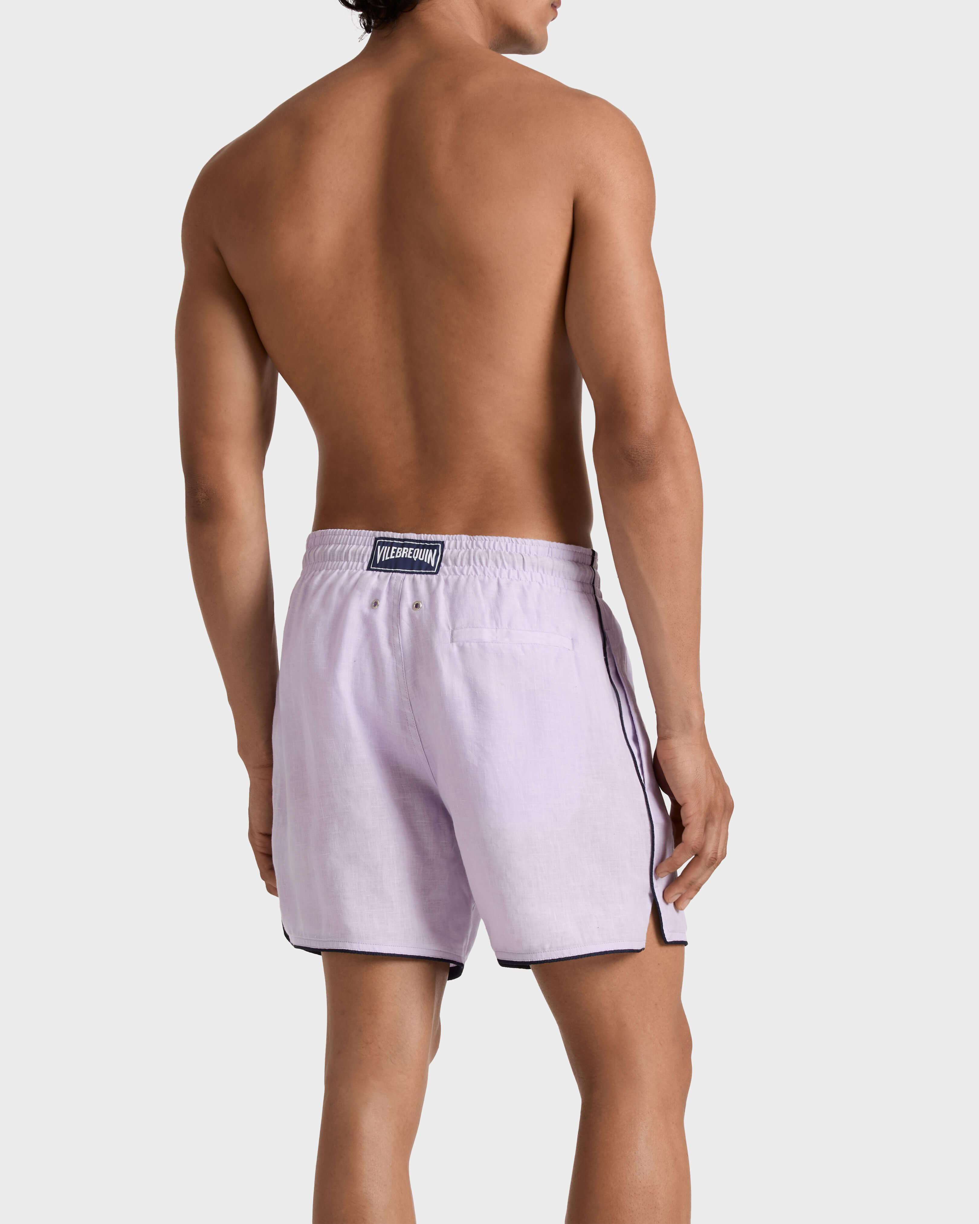 Maillot de bain en lin homme uni KUNZITE backworn view