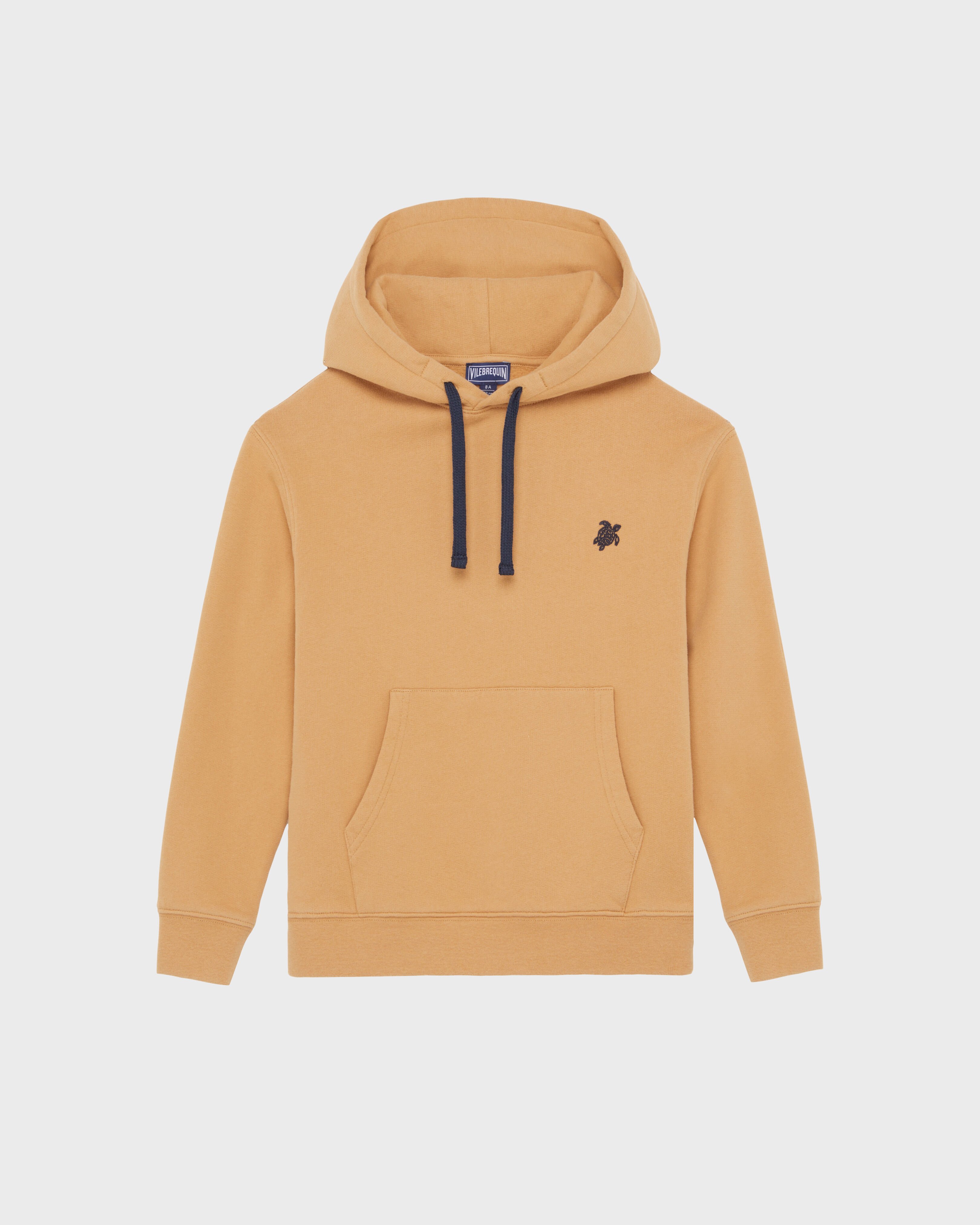 Boys Hoodie Sweatshirt Embroidered Turtle MOCHA front view