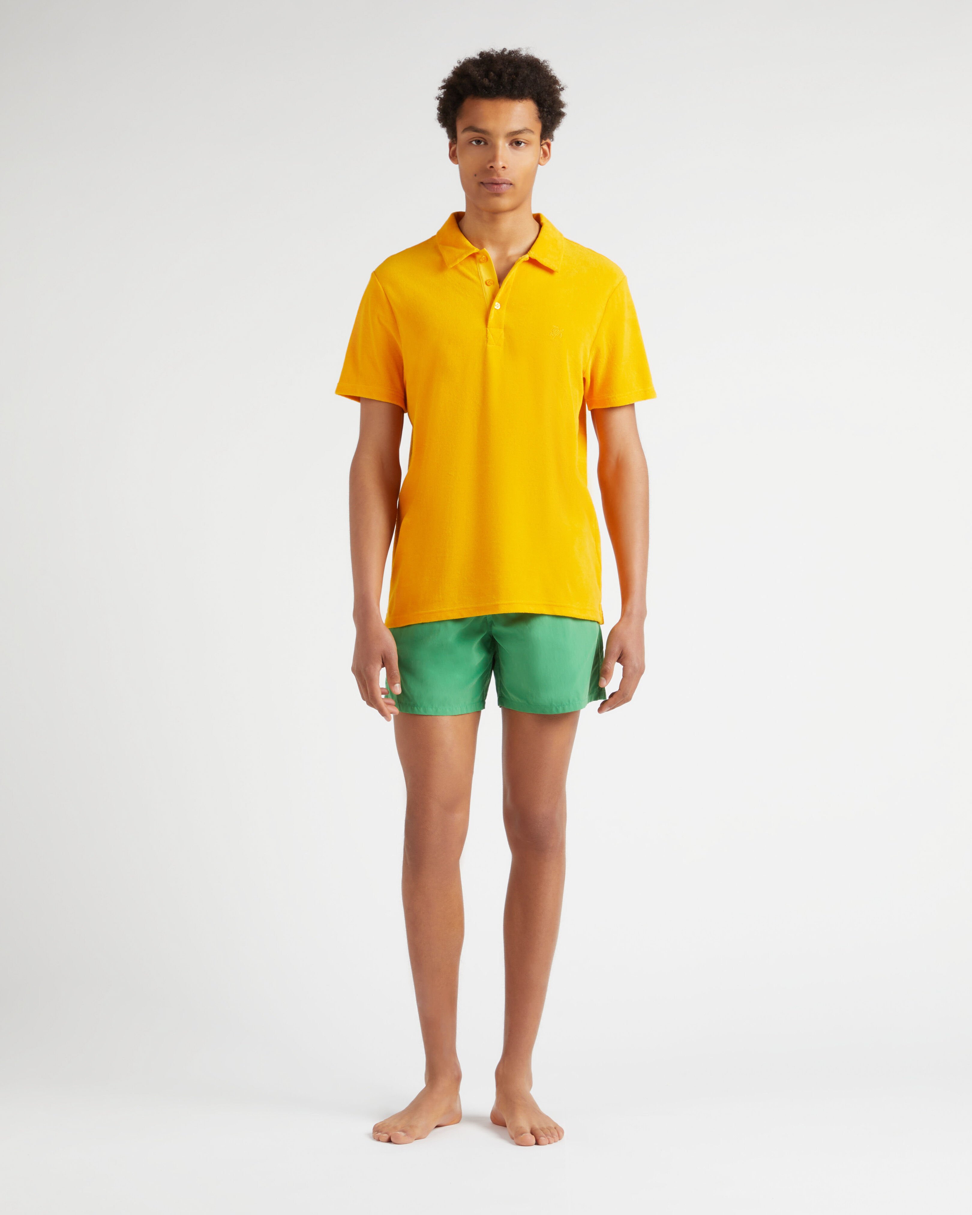 Men Terry Polo Shirt Solid MANGO frontworn view