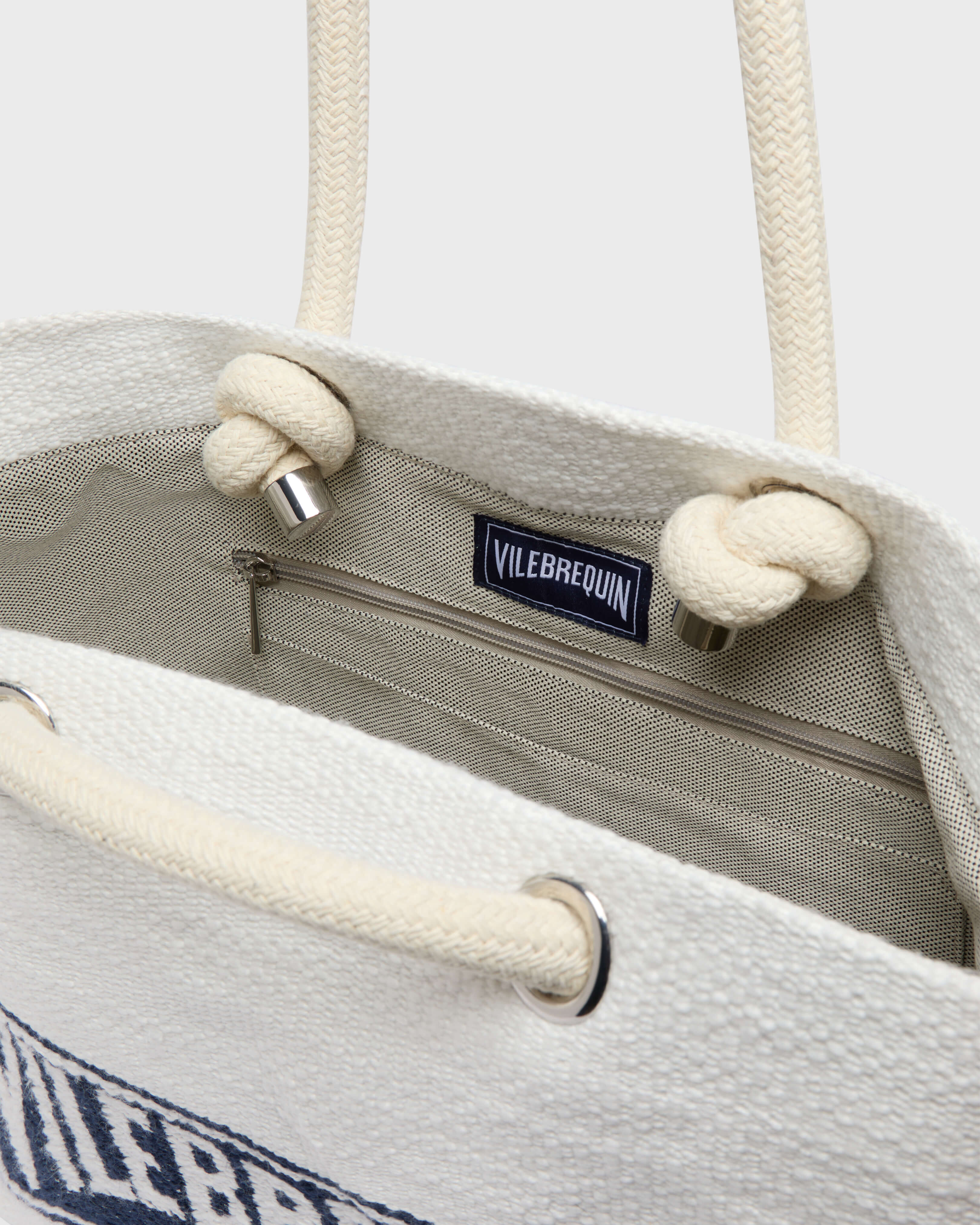 Gewebte Vilebrequin Strandtasche aus Baumwolle MARINEBLAU look1 view