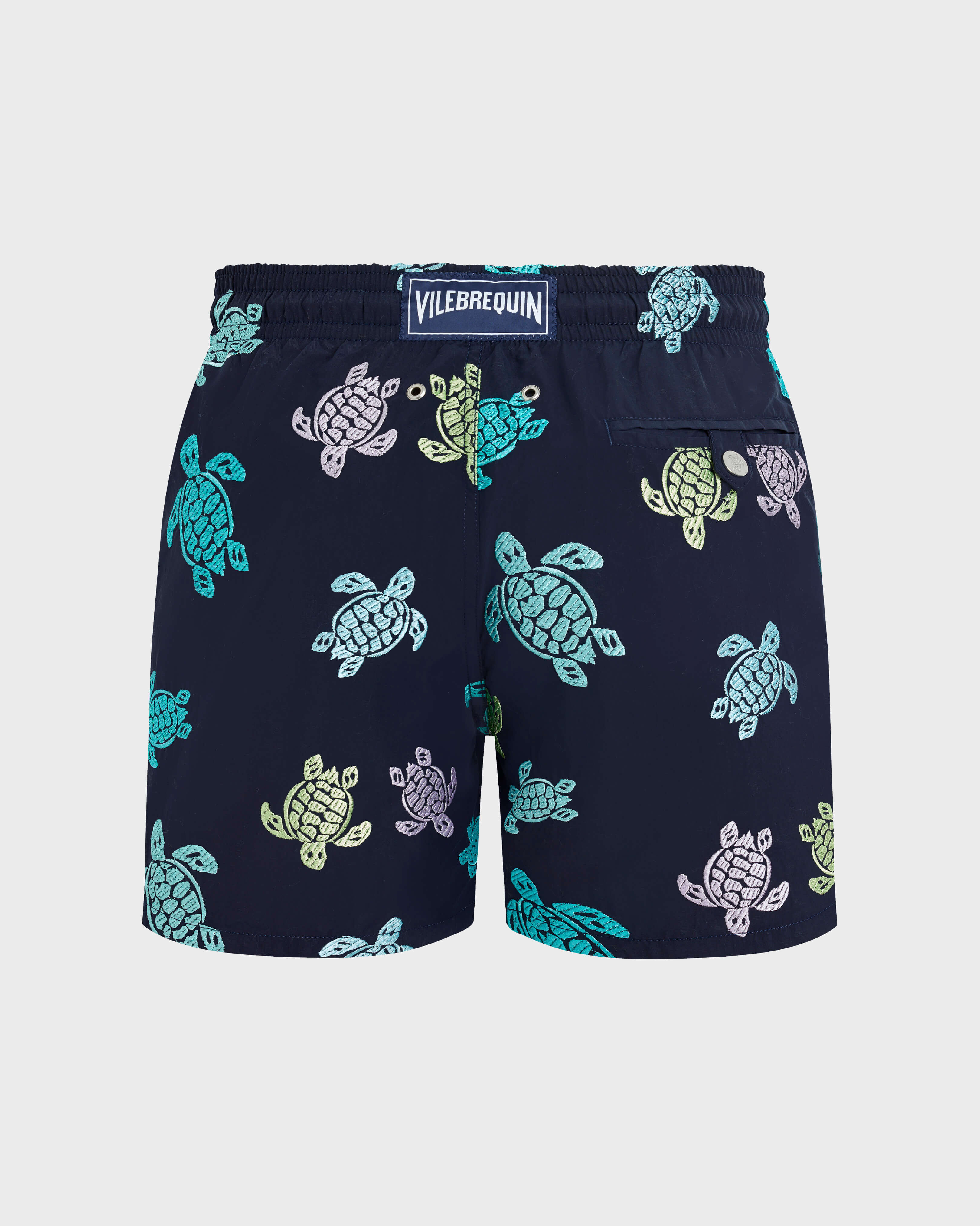 Men Swim Shorts Embroidered Tortue Multicolore - Limited Edition NAVY back view