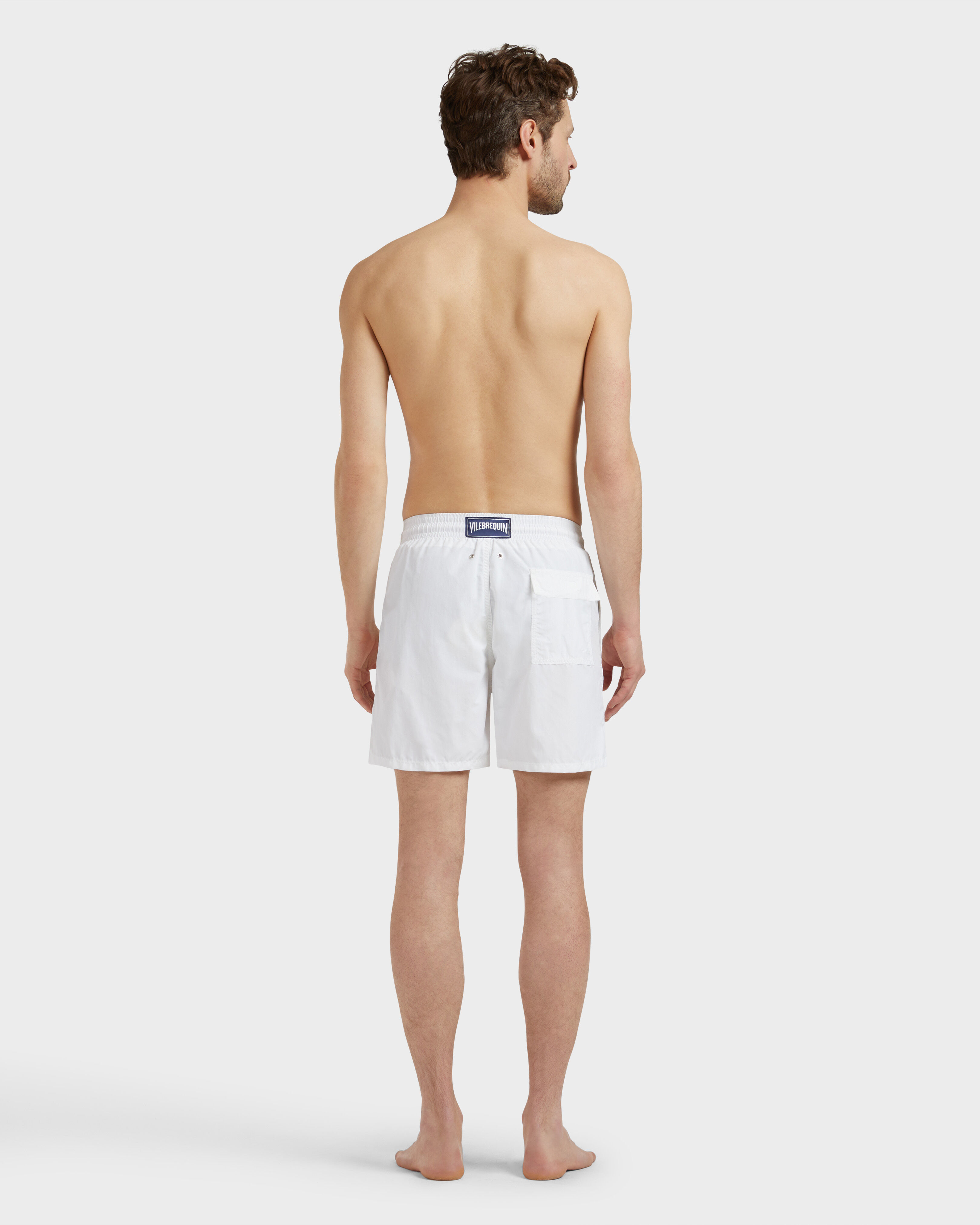 Men Swim Shorts Solid WHITE backworn view