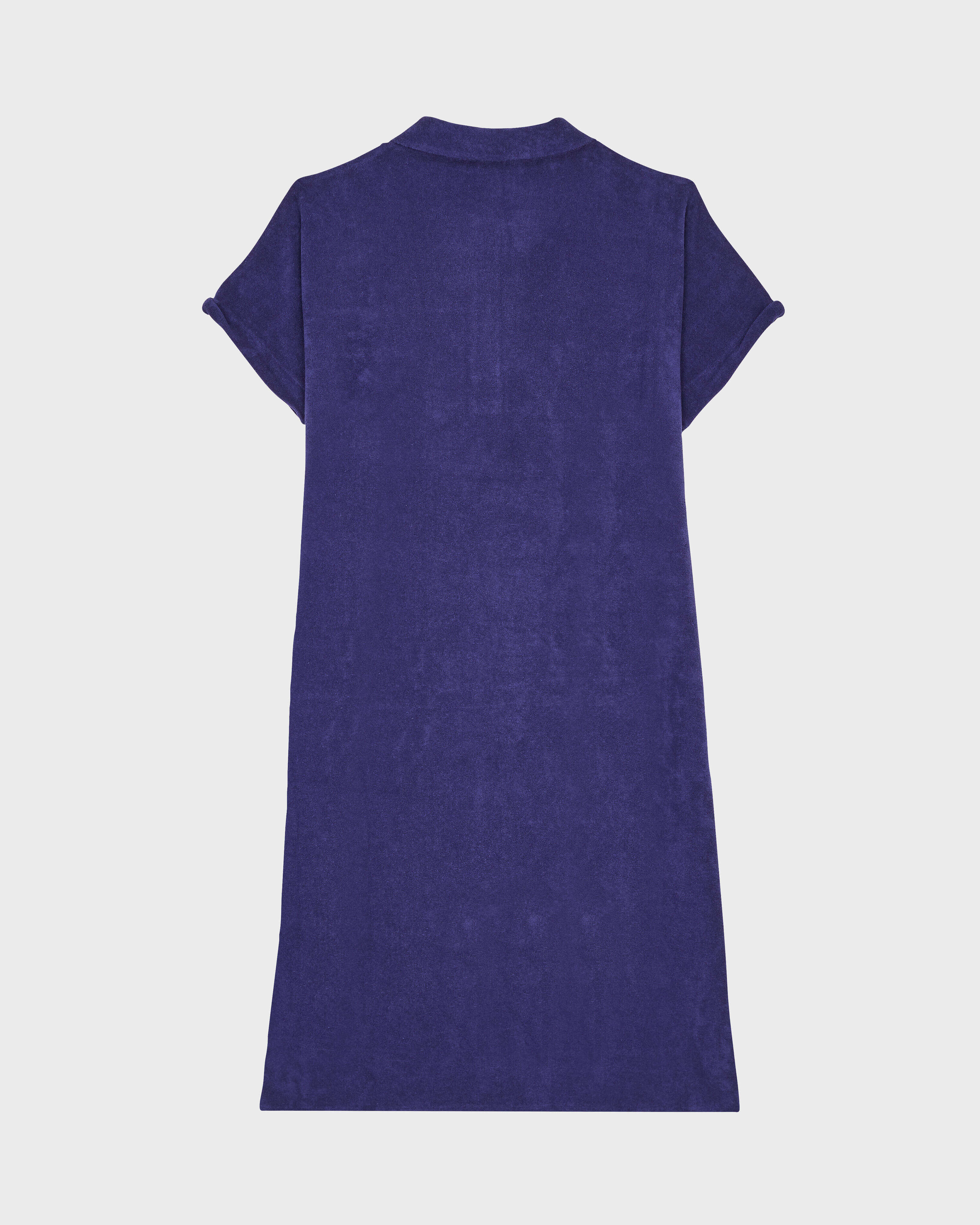 Women Terry Polo Dress Solid MIDNIGHT back view