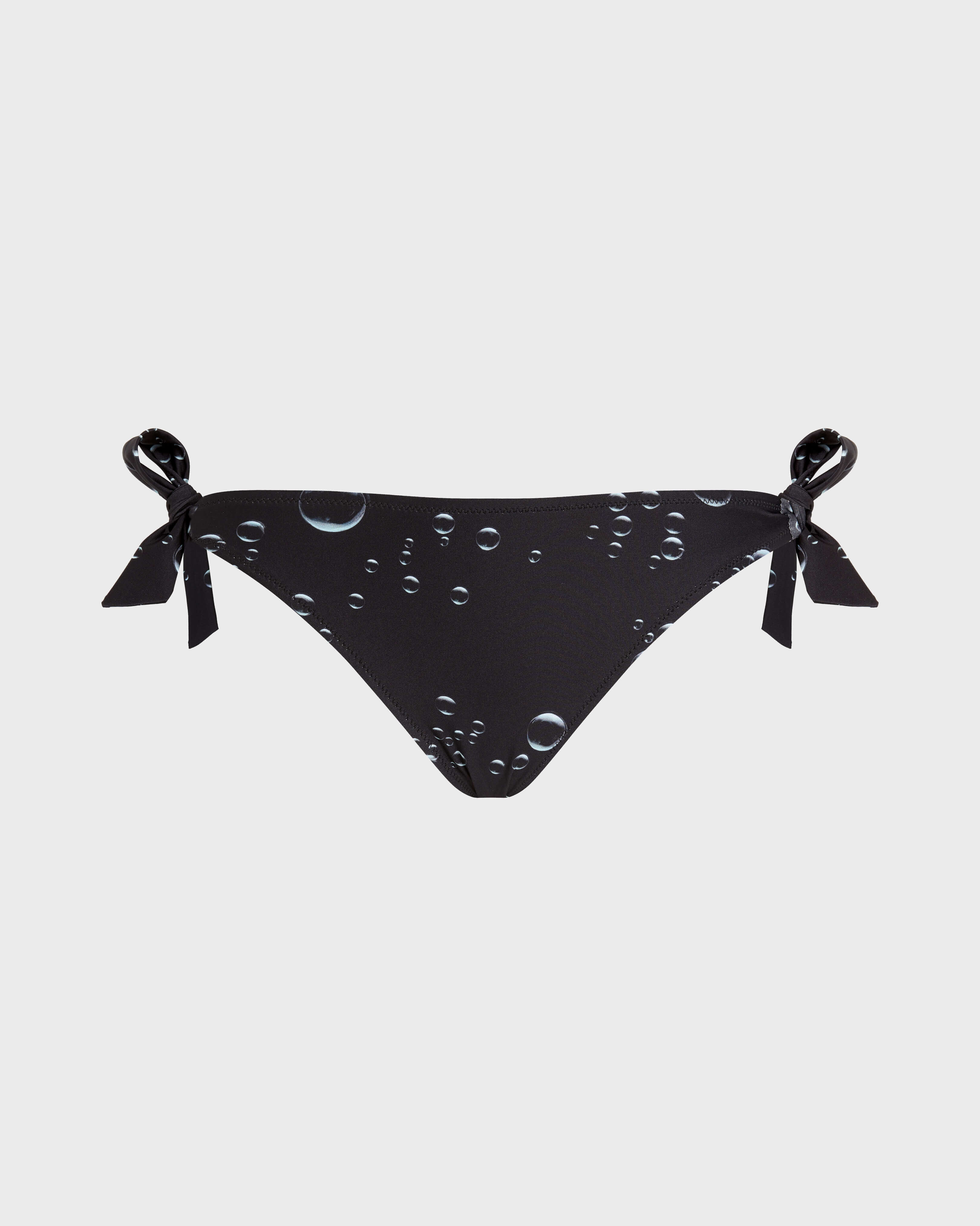 Women Side Tie Bikini Bottom Bubble 3D BLACK front view