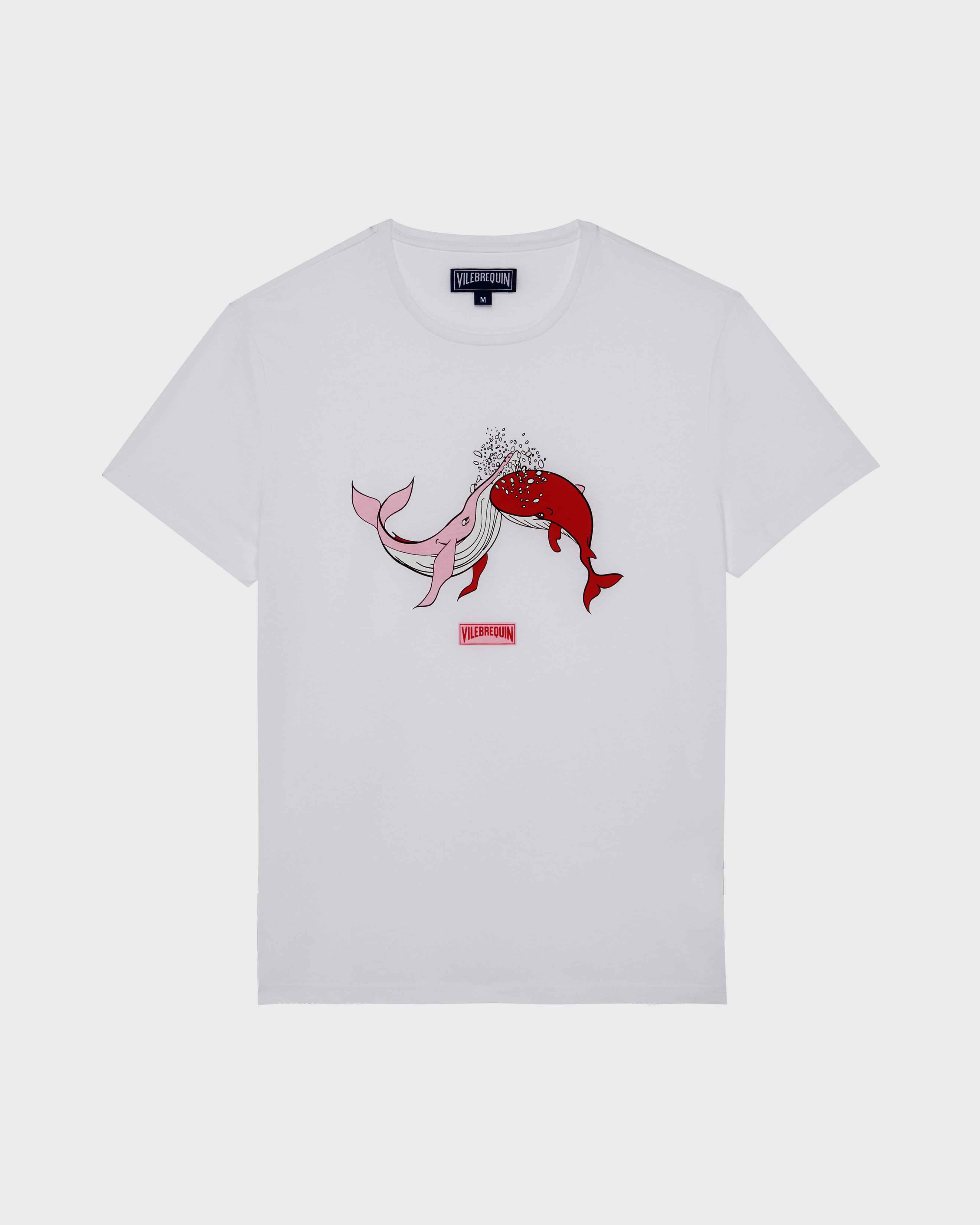 T-shirt en coton organique homme Whales Love BLANC front view