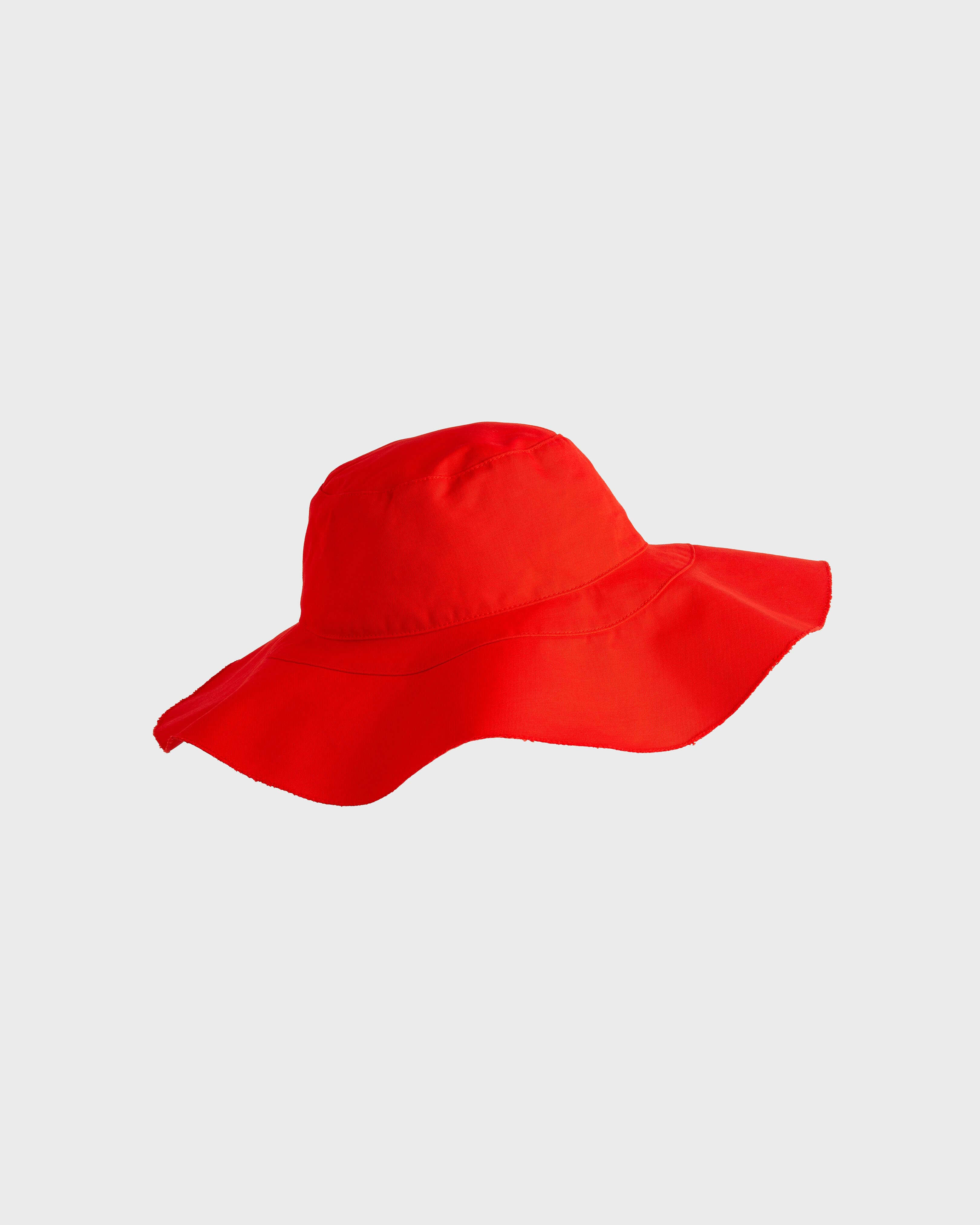 Women Large Cotton Hat Solid- Vilebrequin x Ines de la Fressange POPPY RED front view