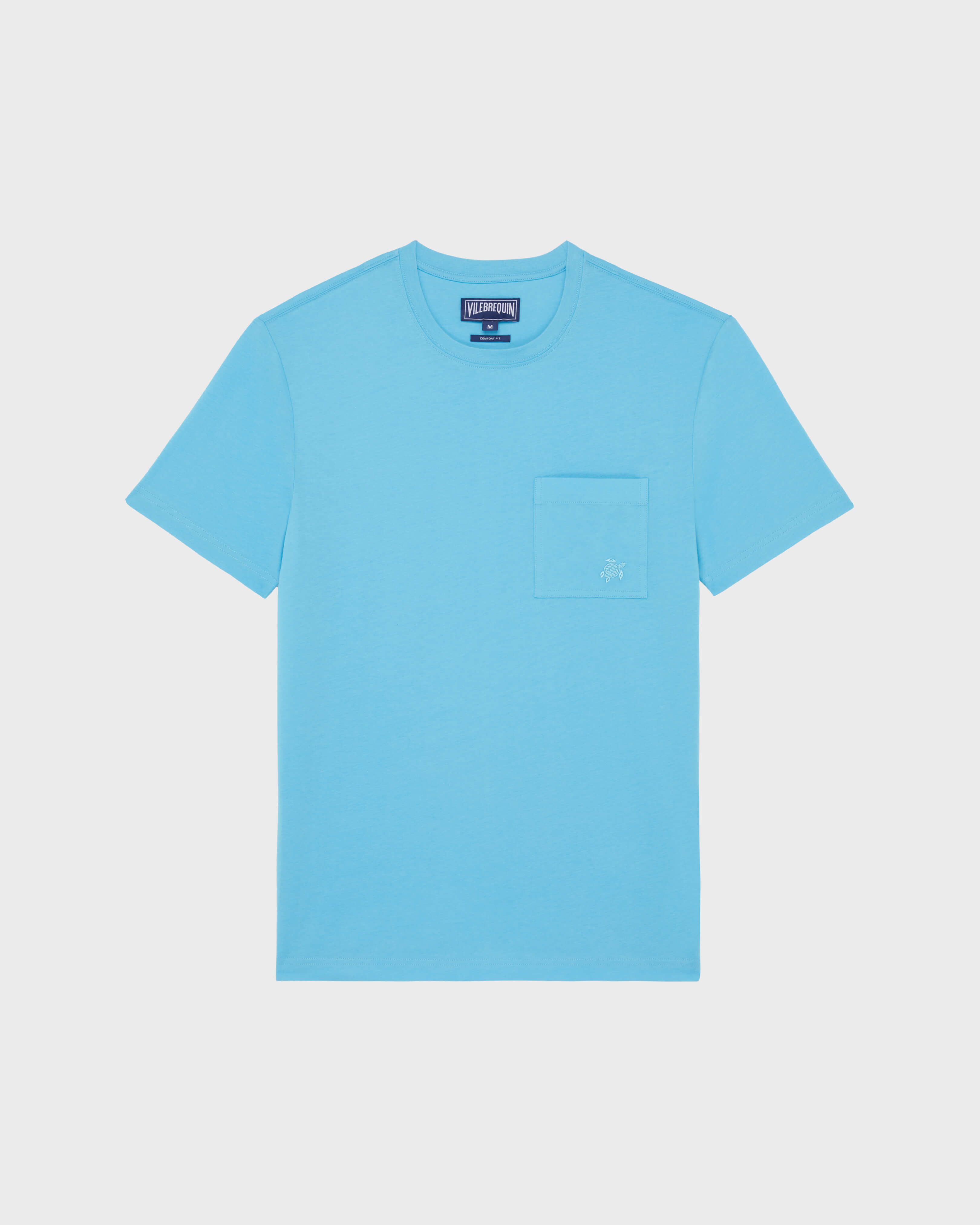Men Organic Cotton T-Shirt Solid BLUE TOPAZ front view