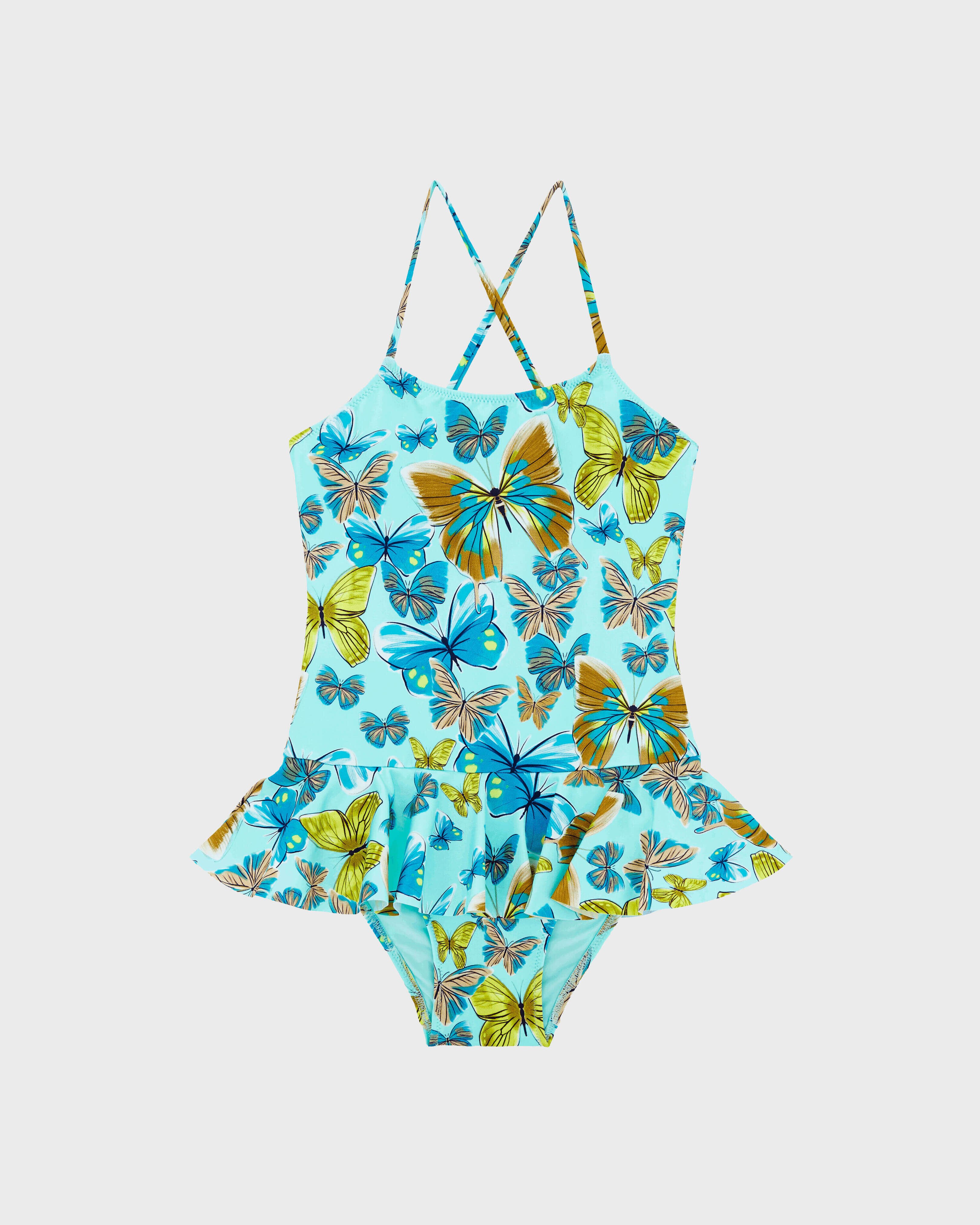 Girls One-piece Swimsuit Butterflies LAGOON front view