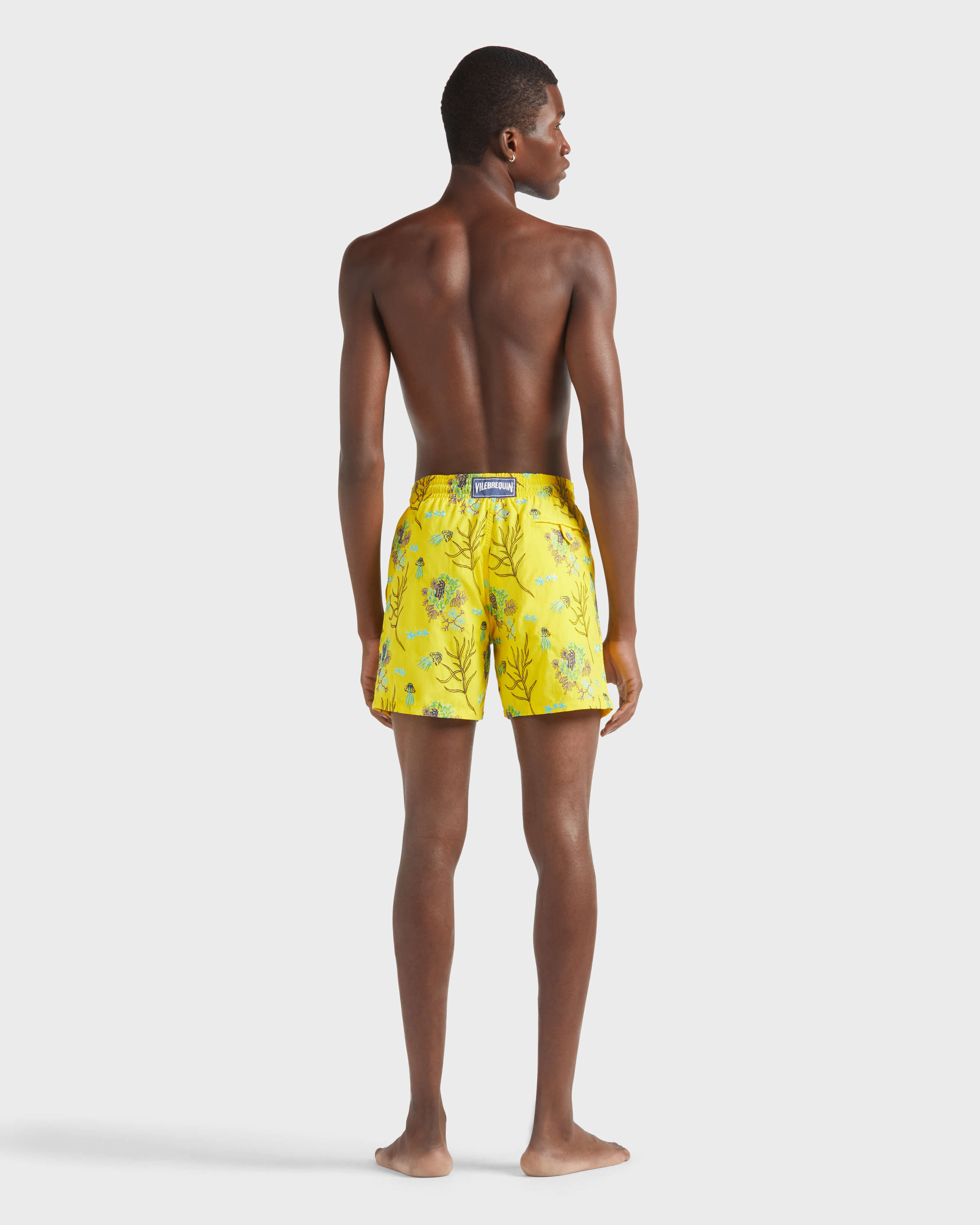 Men Swim Shorts Embroidered Medusa Flowers - Limited Edition SUN backworn view