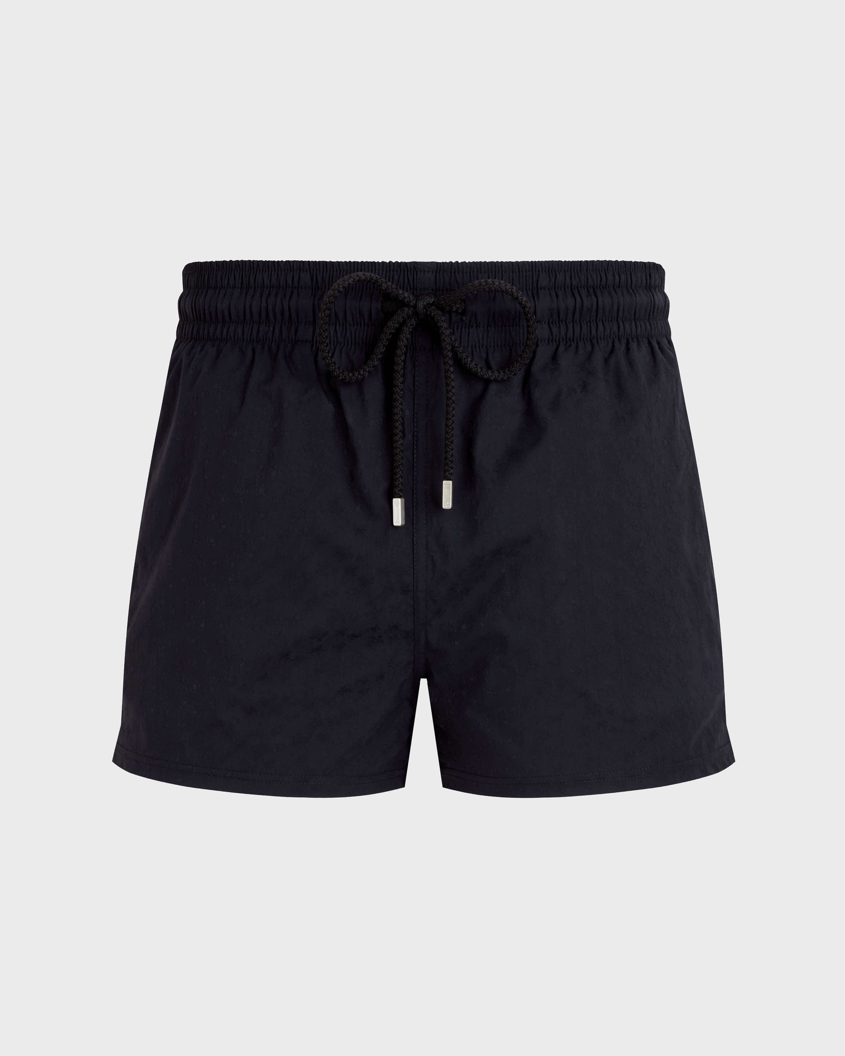 Men Short Swim Shorts Jacquard Turtles BLACK front view